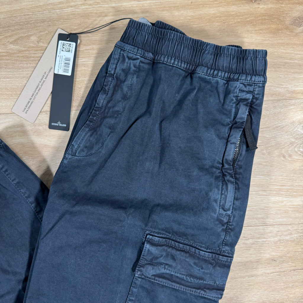 Stone Island Stretch Broken Twill Old Effect Cargo Pants in Navy