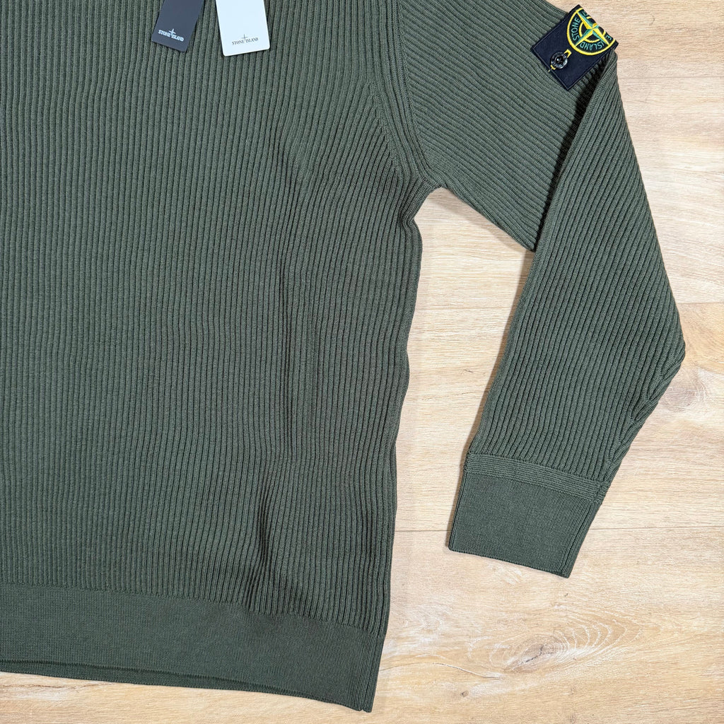 Stone Island Full Rib RWS Wool Turtleneck Jumper in Military Green