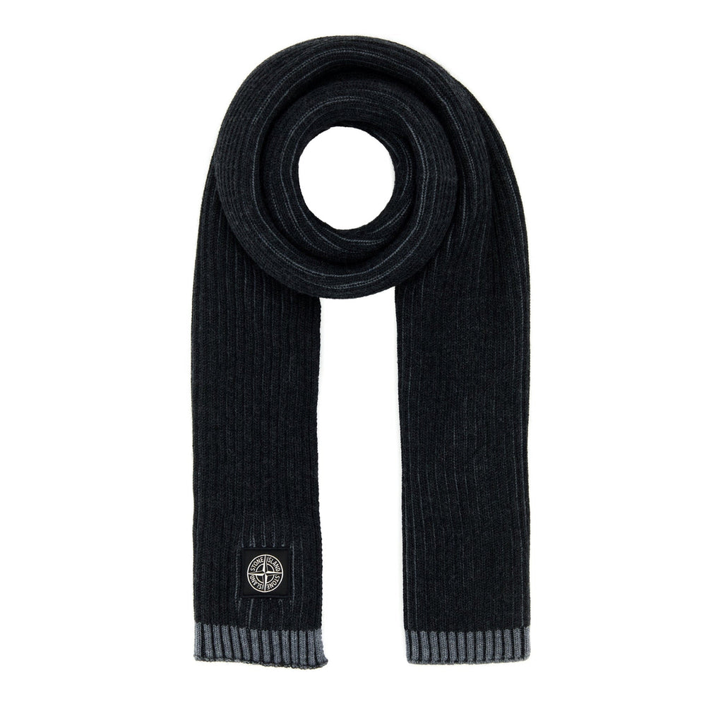 Stone Island Wool Scarf In Charcoal