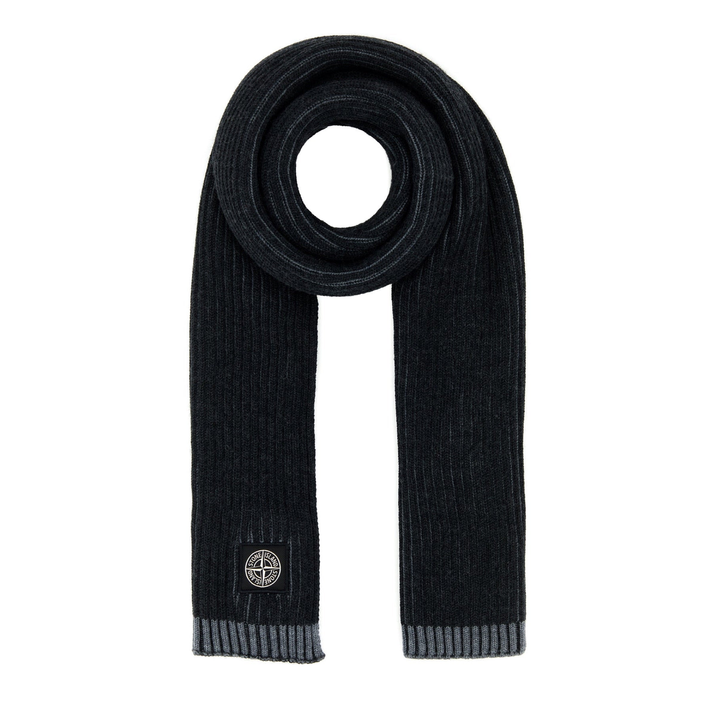 Stone Island Wool Scarf In Charcoal