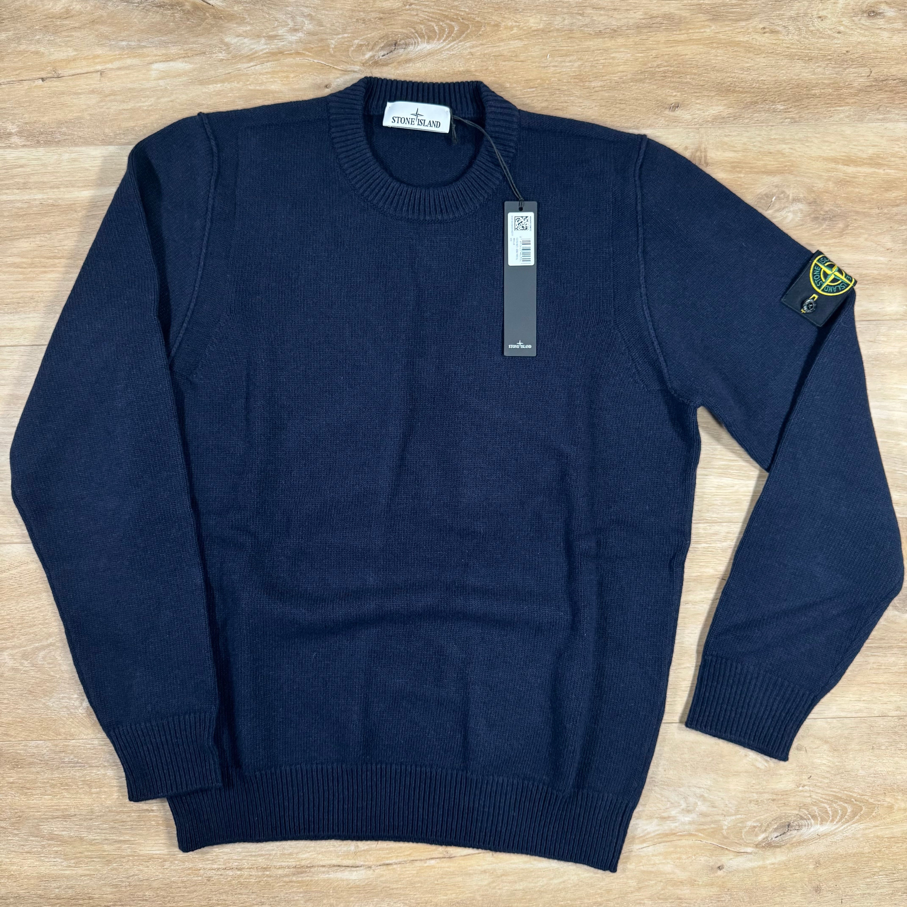 Stone Island Lambswool Crewneck Jumper in Navy