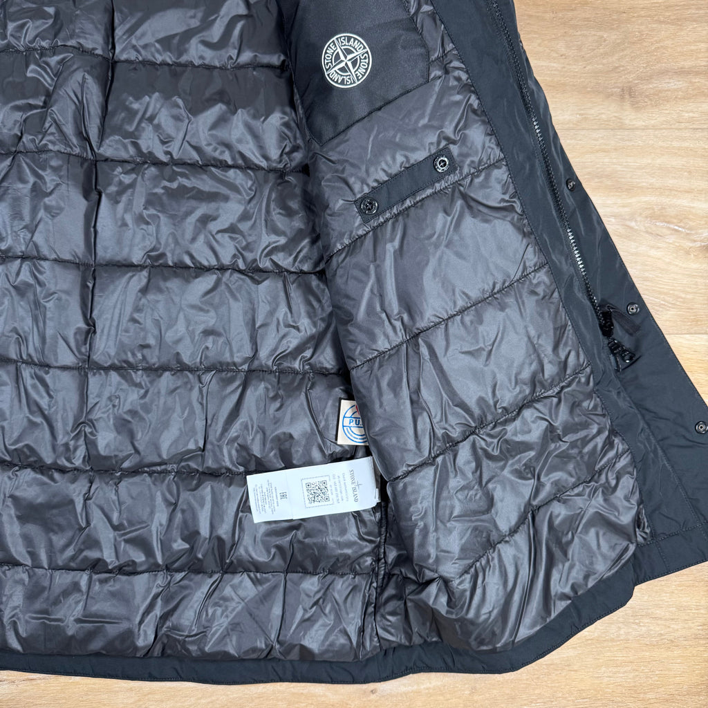 Stone Island Micro Twill Padded Car Coat in Black