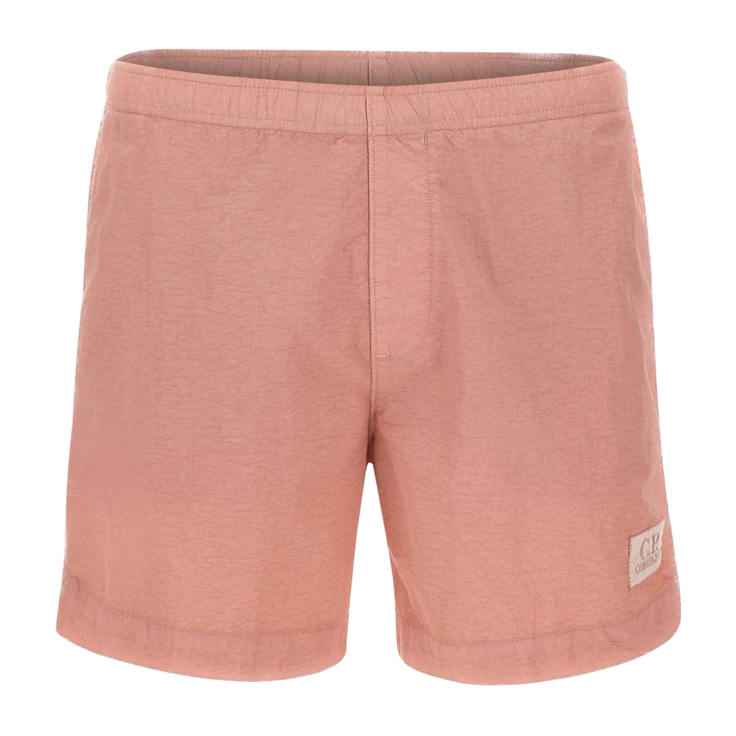 Cp Company Flatt Nylon Stitch Logo Swim Shorts Pale Mauve