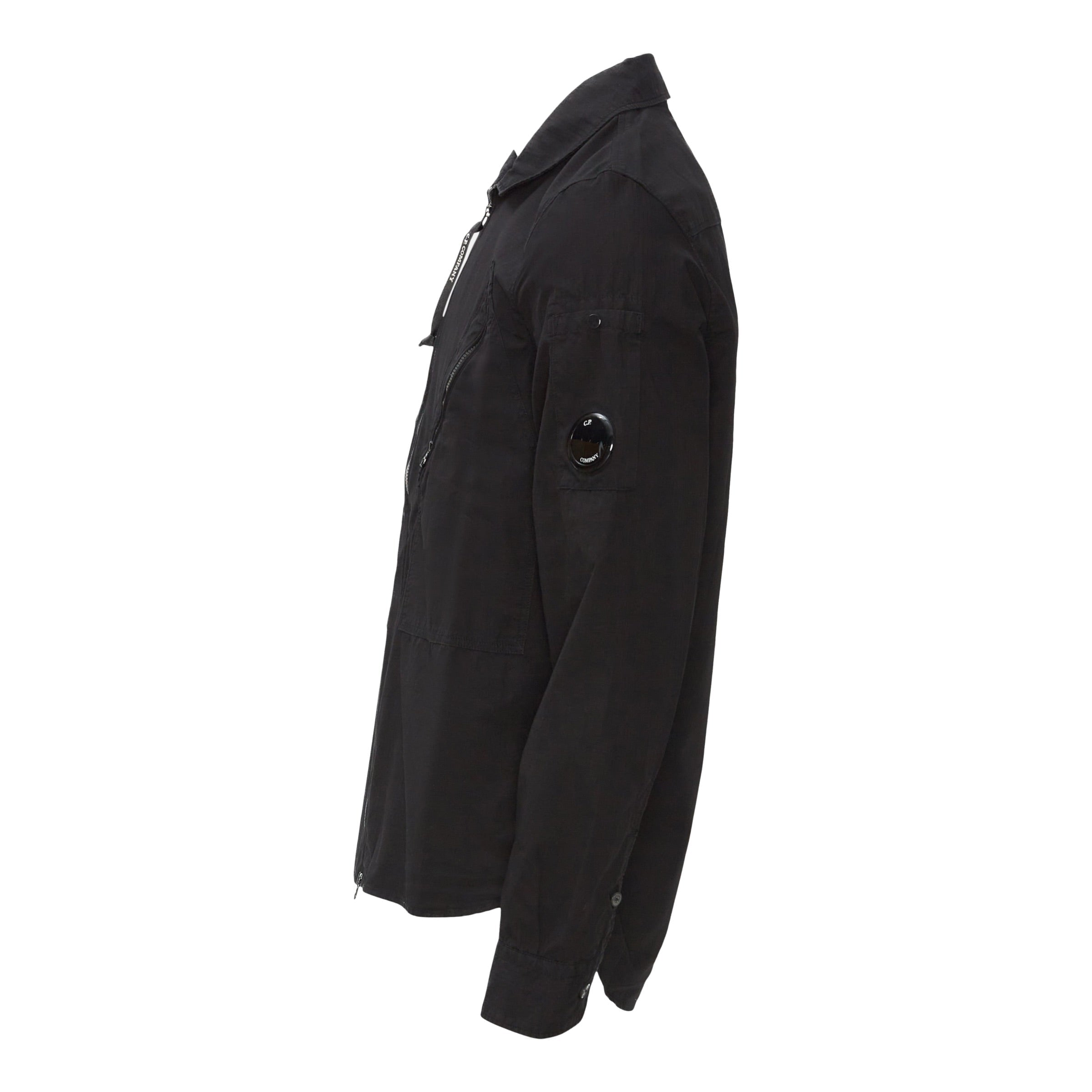 Cp Company Rip-Stop Zip Lens Shirt in Black