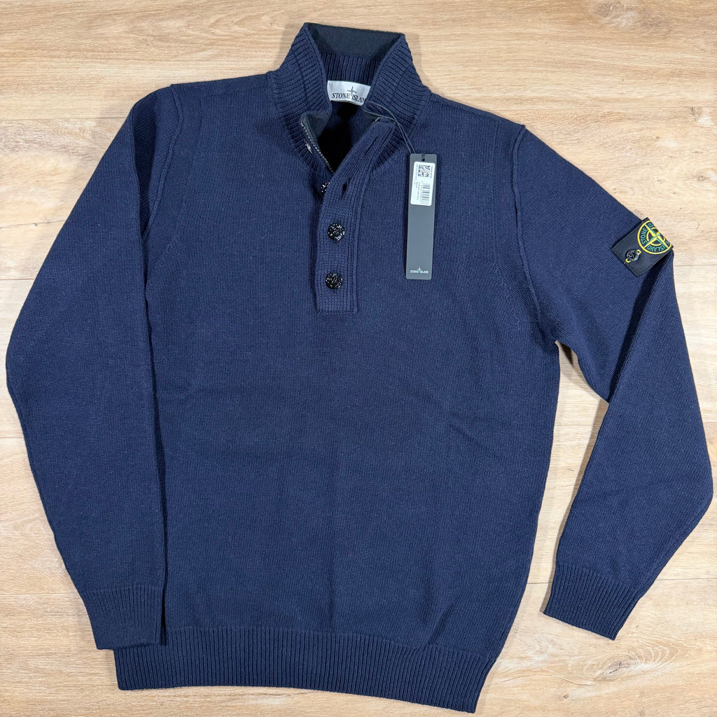 Stone Island Lambswool Half-Zip Jumper in Navy