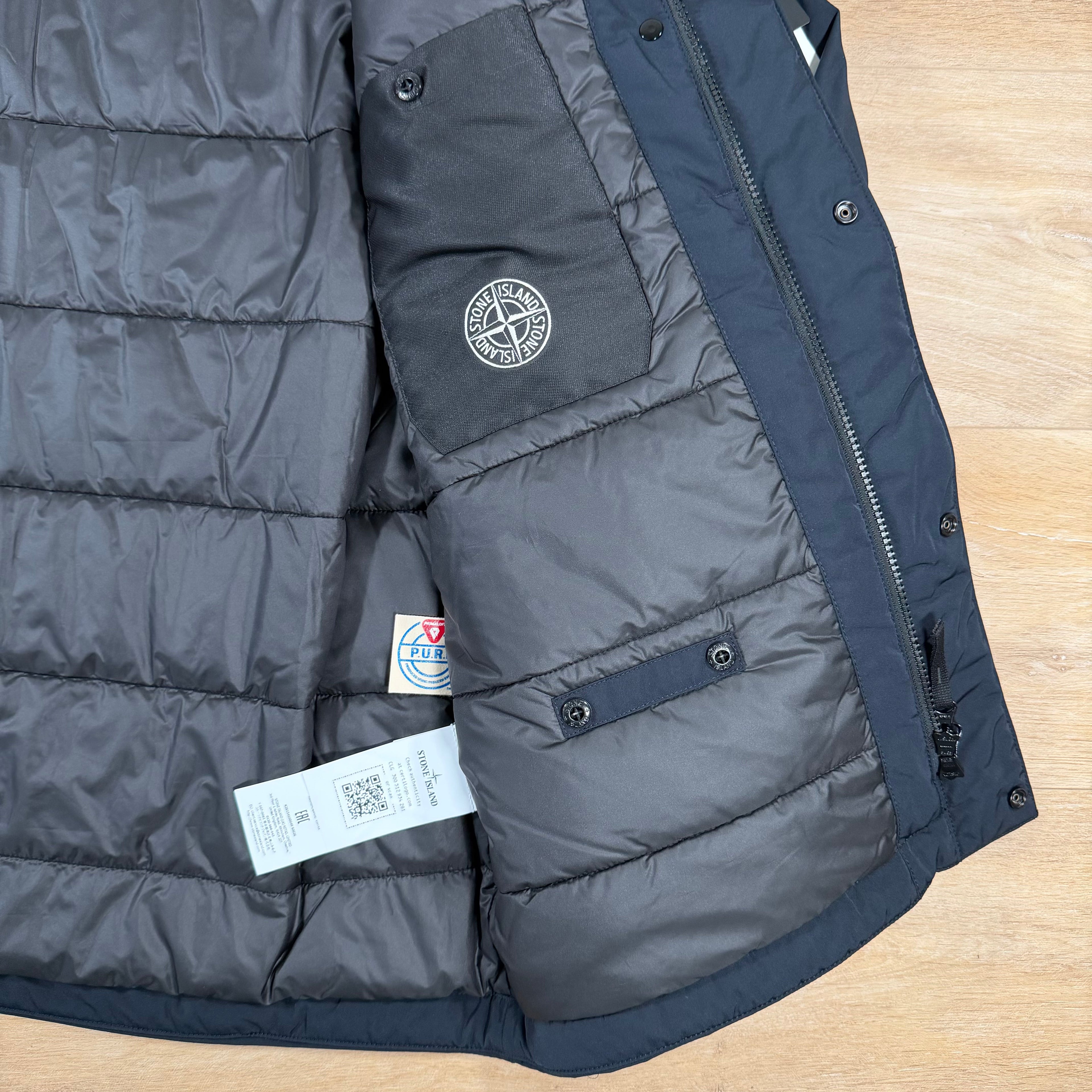 Stone Island Micro Twill Padded Field Jacket in Navy