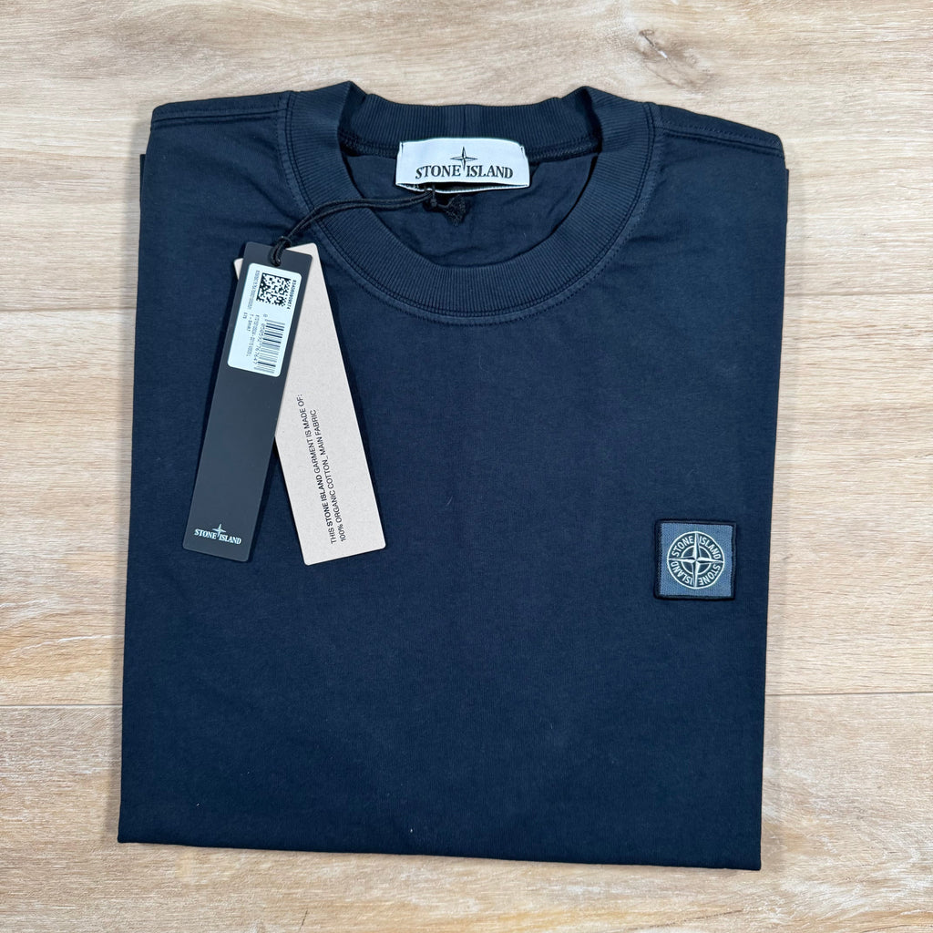 Stone Island Combed Organic Cotton Patch Logo T-Shirt in Navy