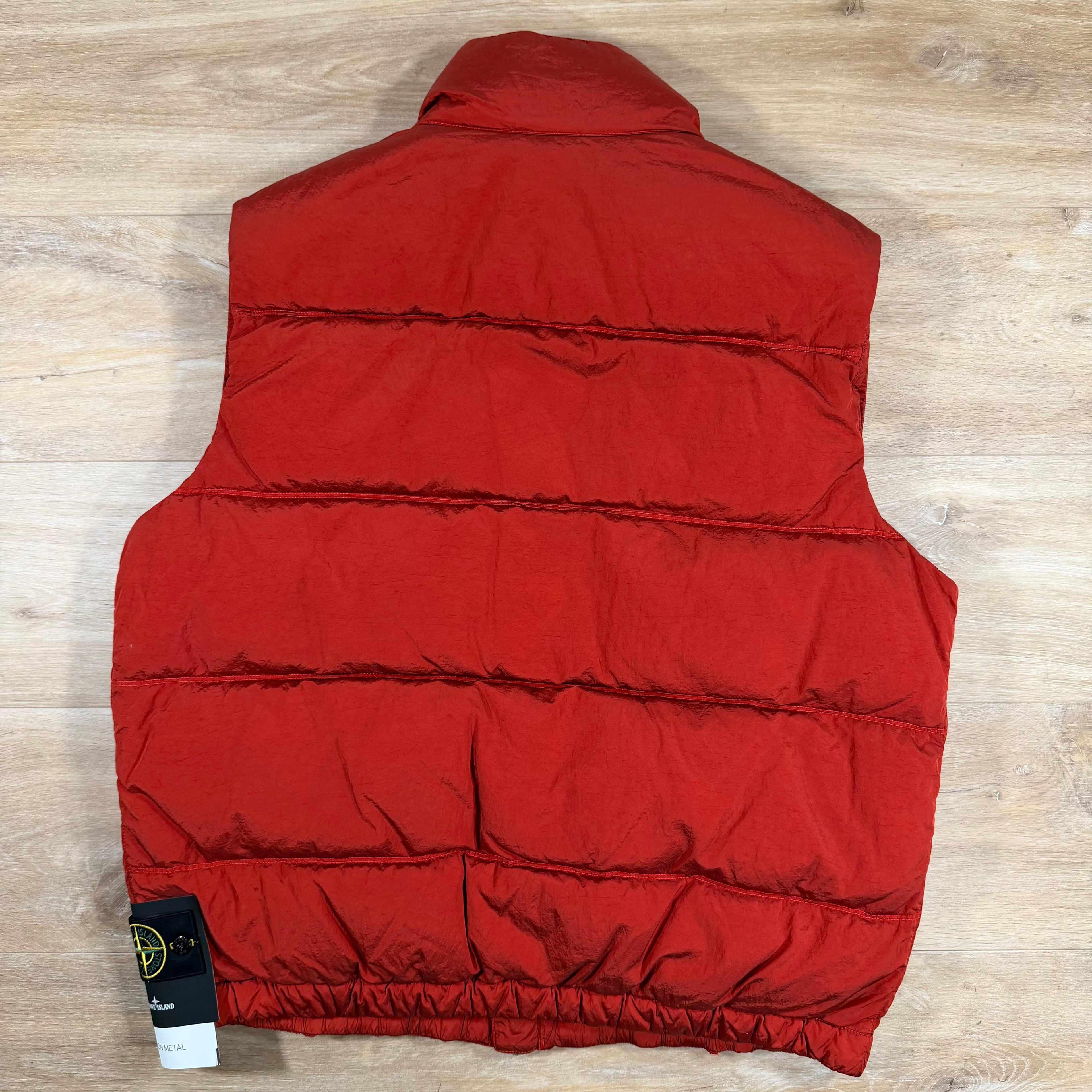 Stone Island Nylon Metal Down Vest in Scarlet Red
