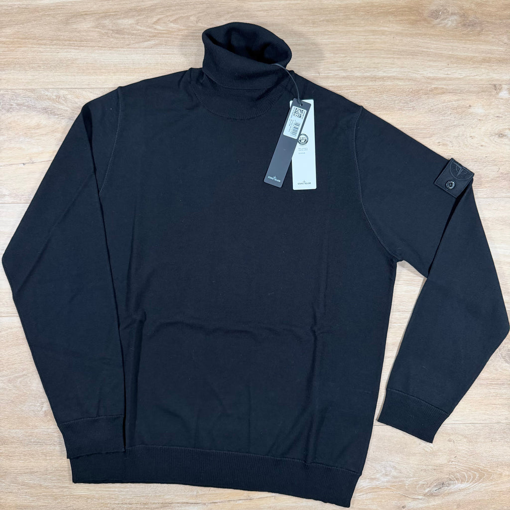 Stone Island Ghost Pure Light RWS Wool Turtleneck Jumper in Black