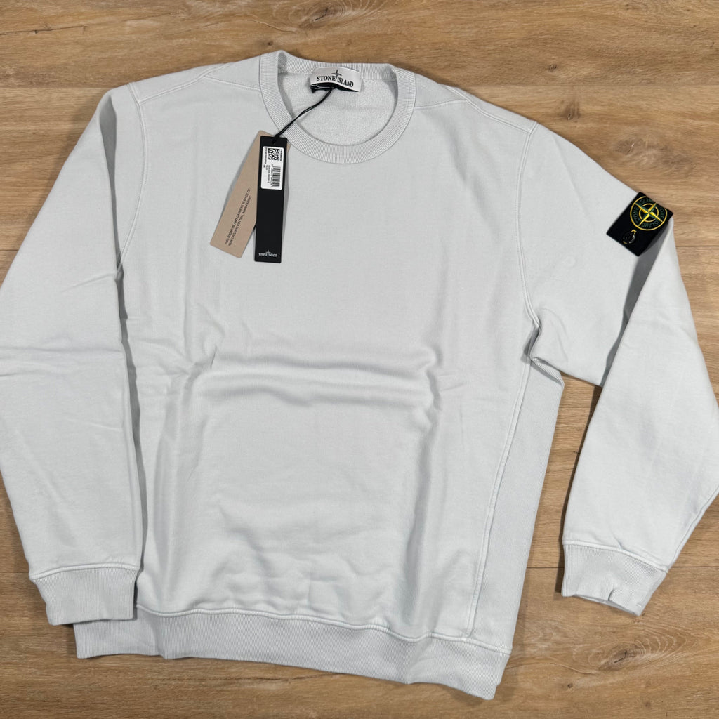 Stone Island Brushed Organic Cotton Fleece Crewneck Sweatshirt in Sky Blue