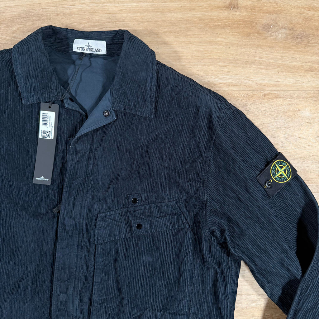 Stone Island Wrinkled Corduroy 500-TC Overshirt in Navy