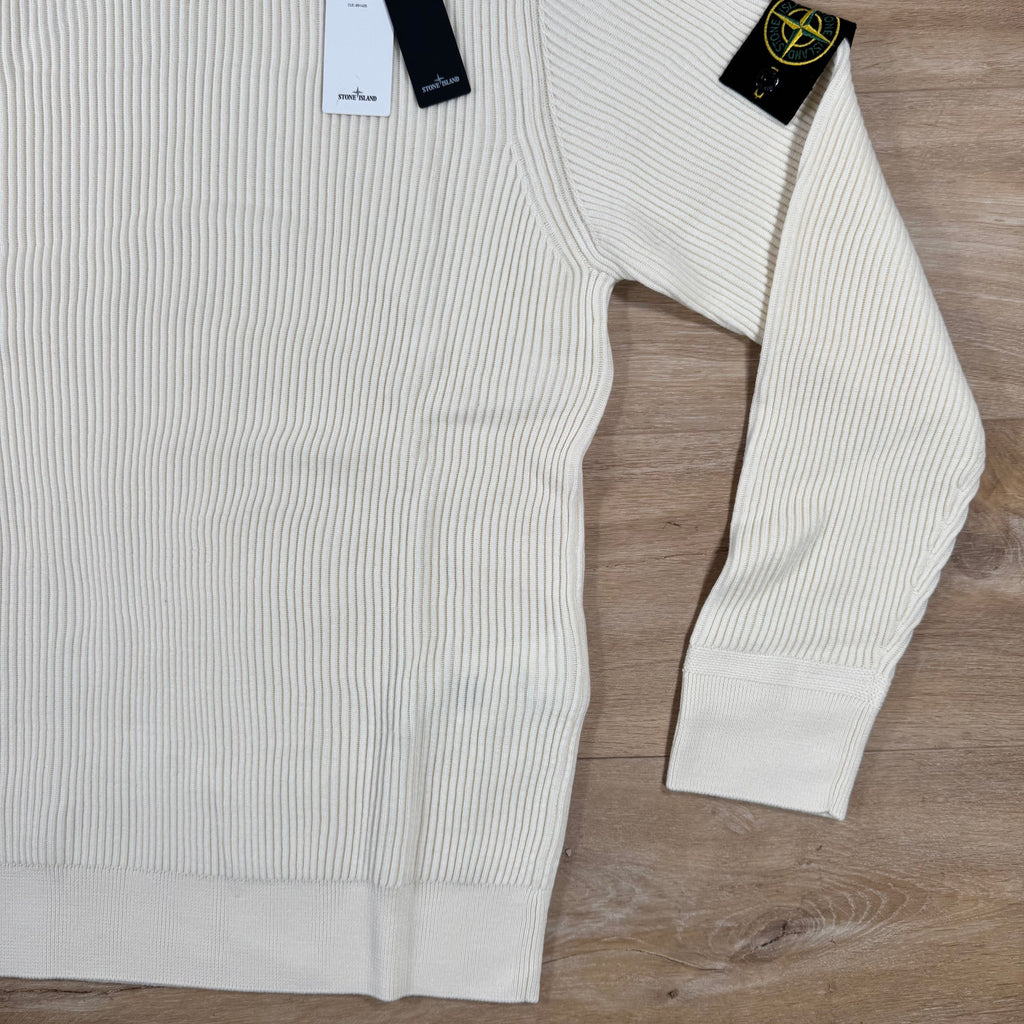 Stone Island Full Rib RWS Wool Turtleneck Jumper in Ivory