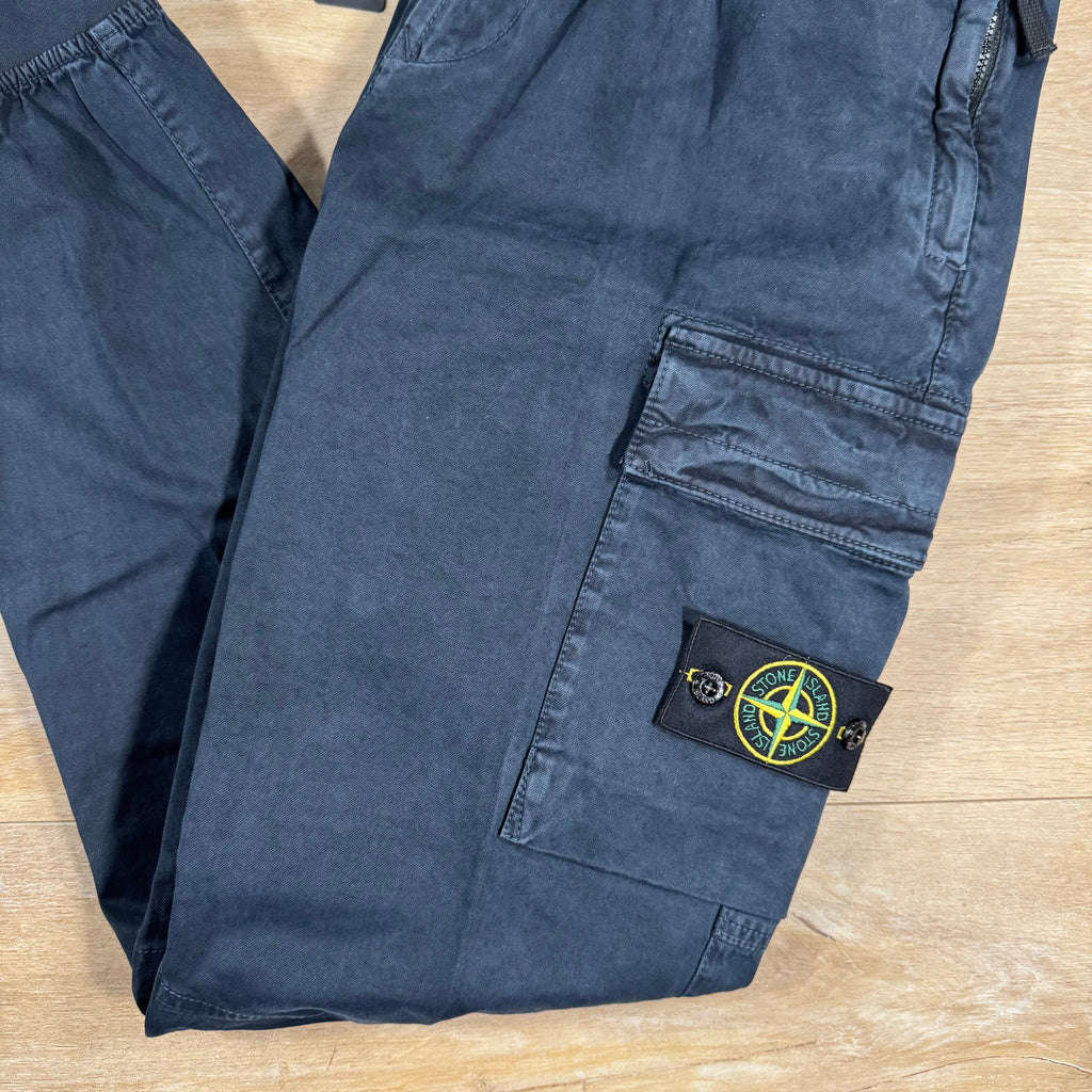 Stone Island Stretch Broken Twill Old Effect Cargo Pants in Navy
