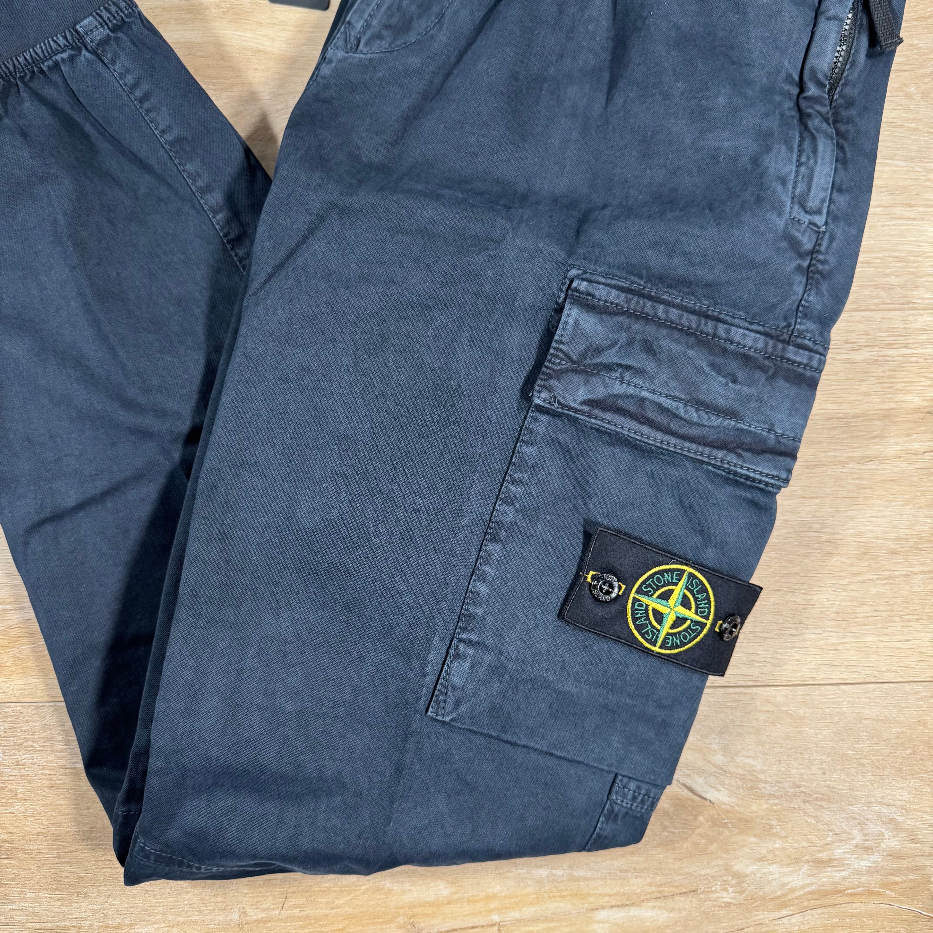 Stone Island Stretch Broken Twill Old Effect Cargo Pants in Navy