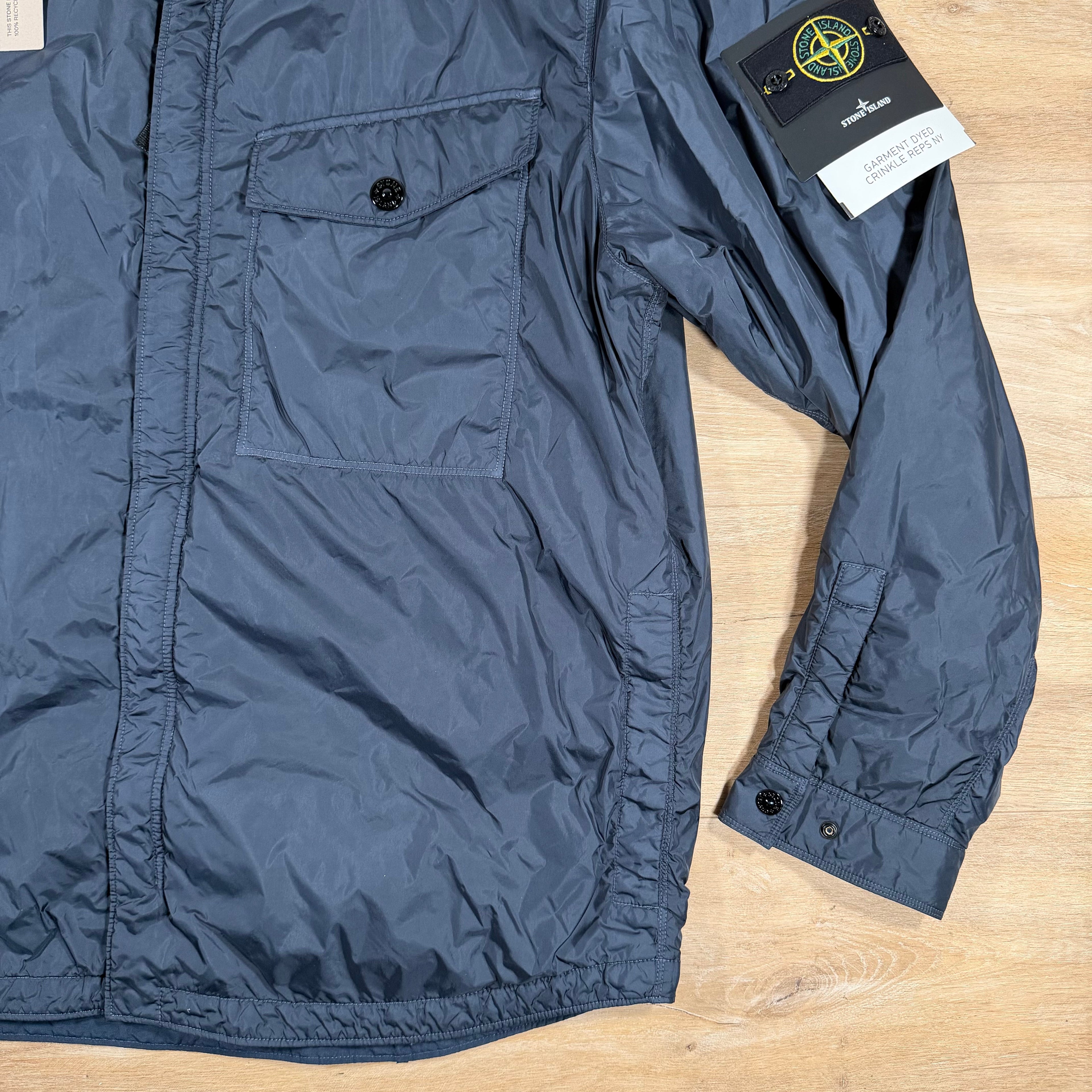 Stone Island Garment Dyed Crinkle Reps NY Overshirt in Navy
