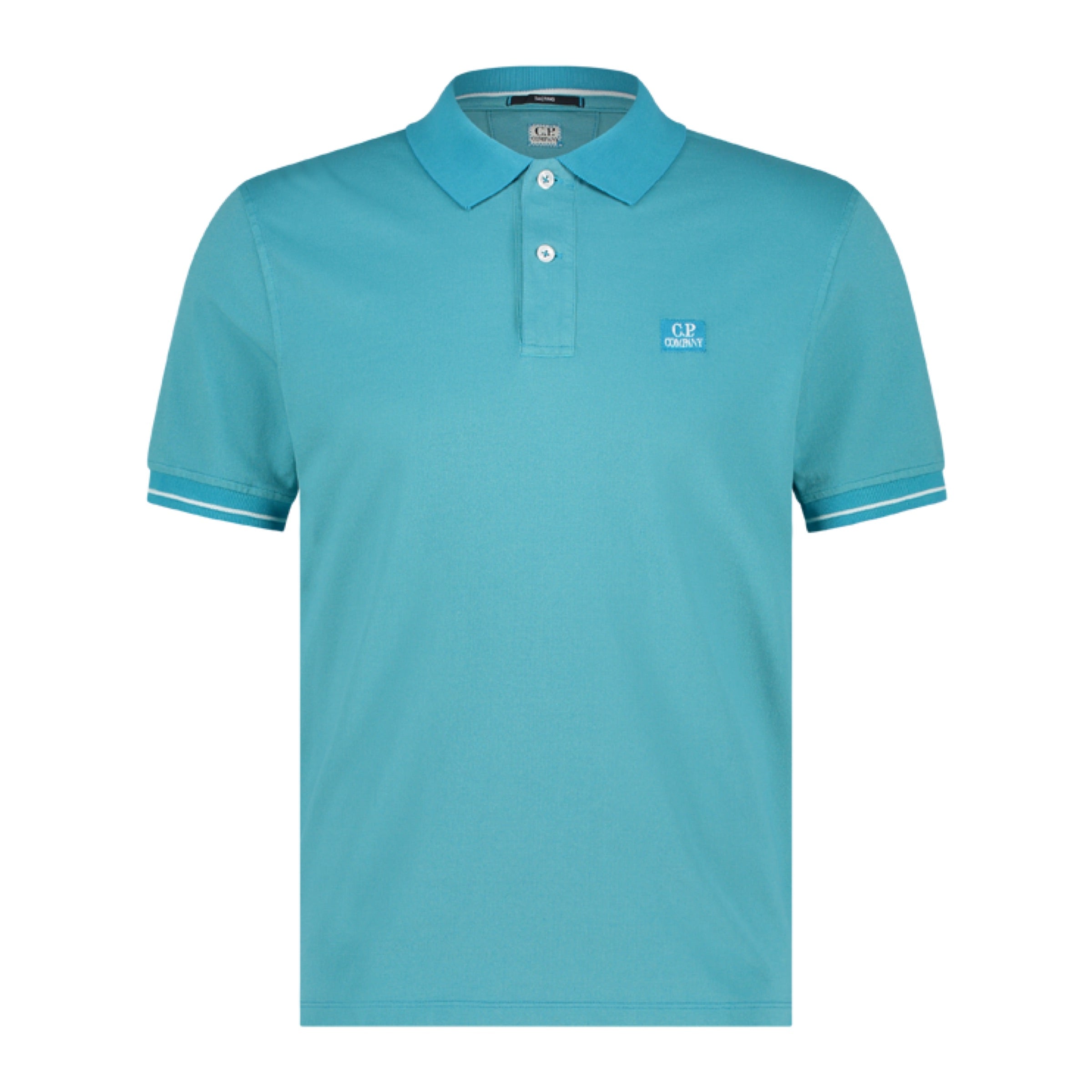 Cp Company Tacting Piquet Logo Polo Shirt In Tile Blue