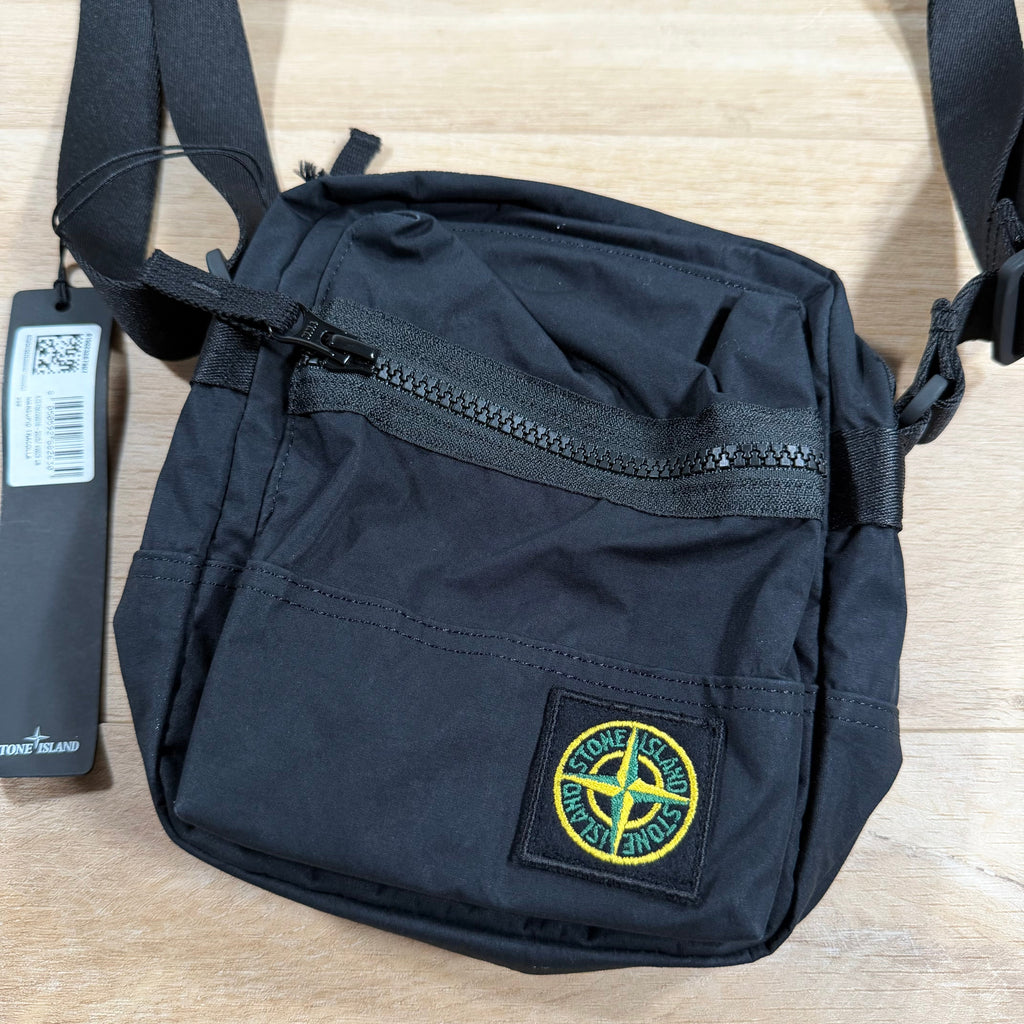 Stone Island Aluminium Tela Pouch Bag in Black