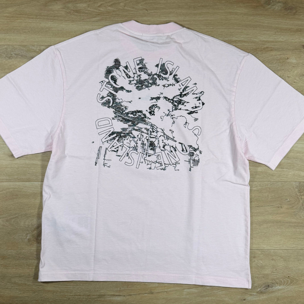 Stone Island 'Megacity Sky' Embroidery T-Shirt in Antique Rose