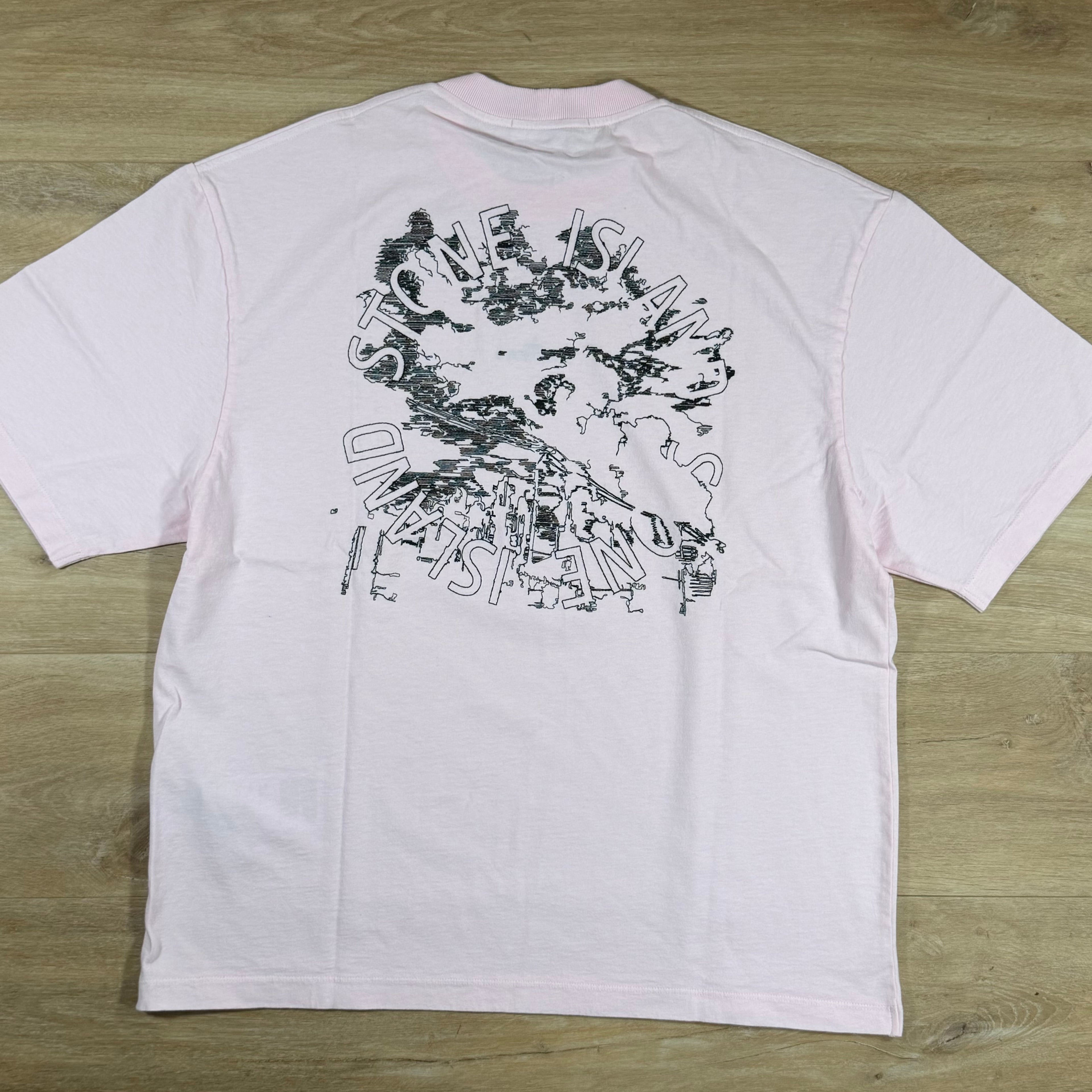 Stone Island 'Megacity Sky' Embroidery T-Shirt in Antique Rose