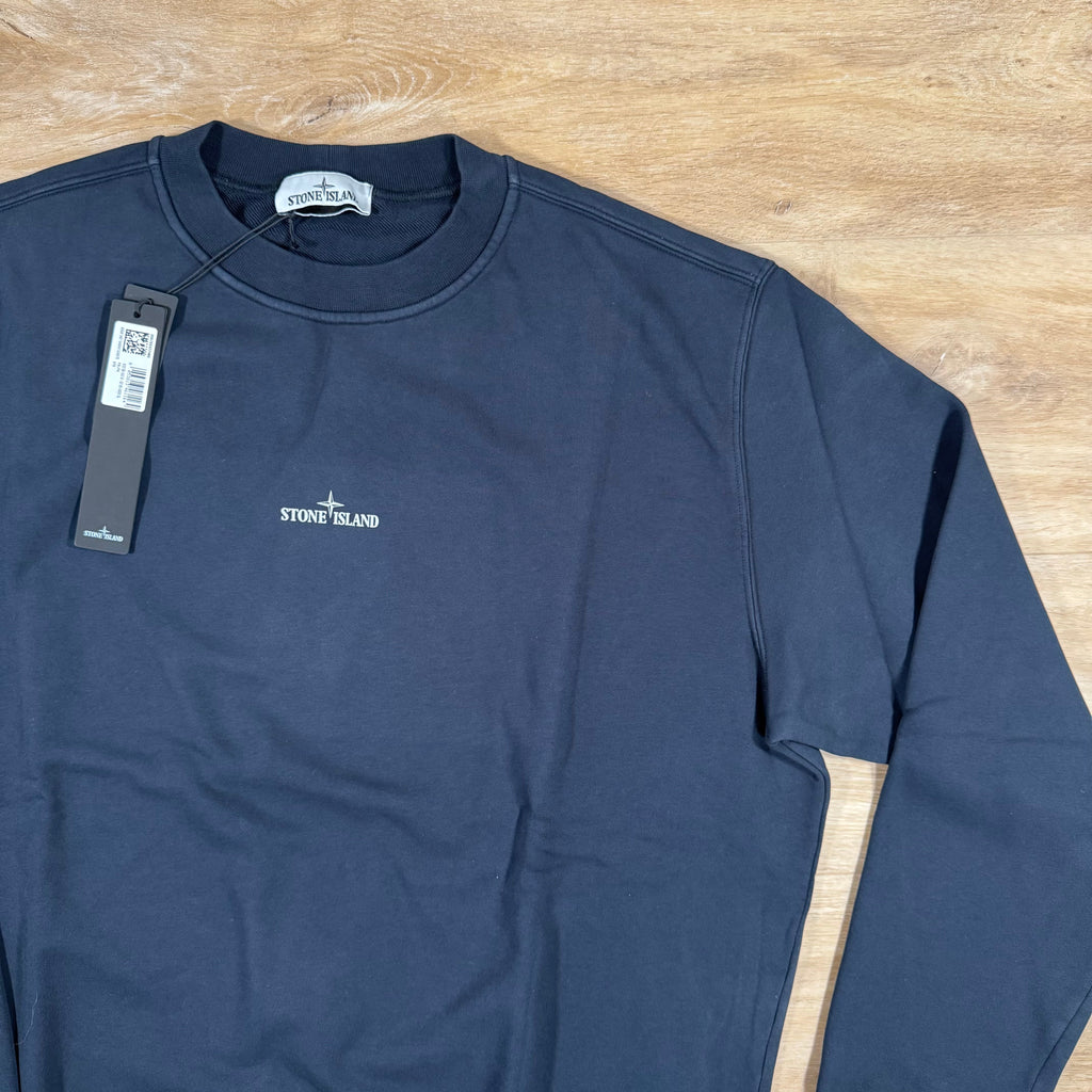 Stone Island Industrial Print Oversized Crewneck Sweatshirt in Navy