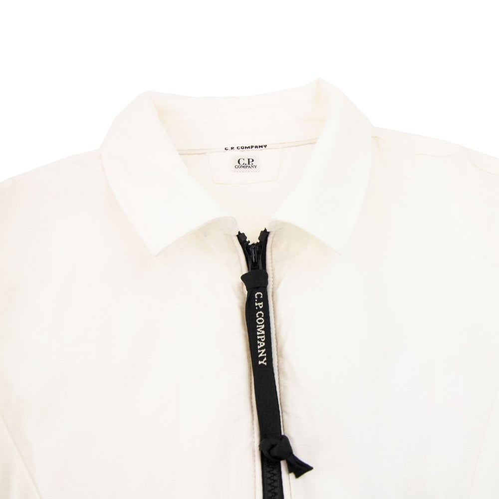 Cp Company Rip-Stop Zip Lens Shirt in White