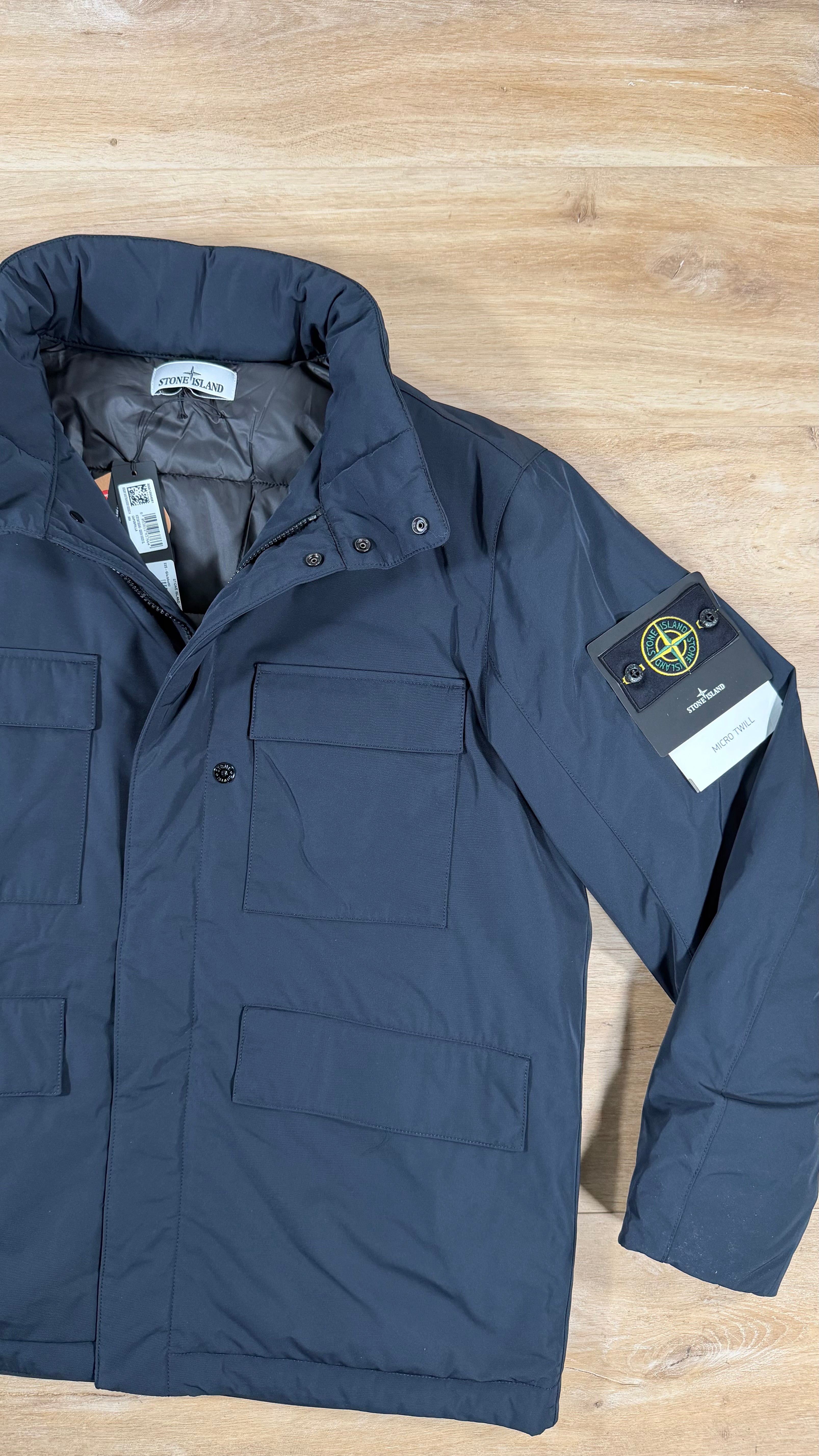 Stone Island Micro Twill Padded Field Jacket in Navy