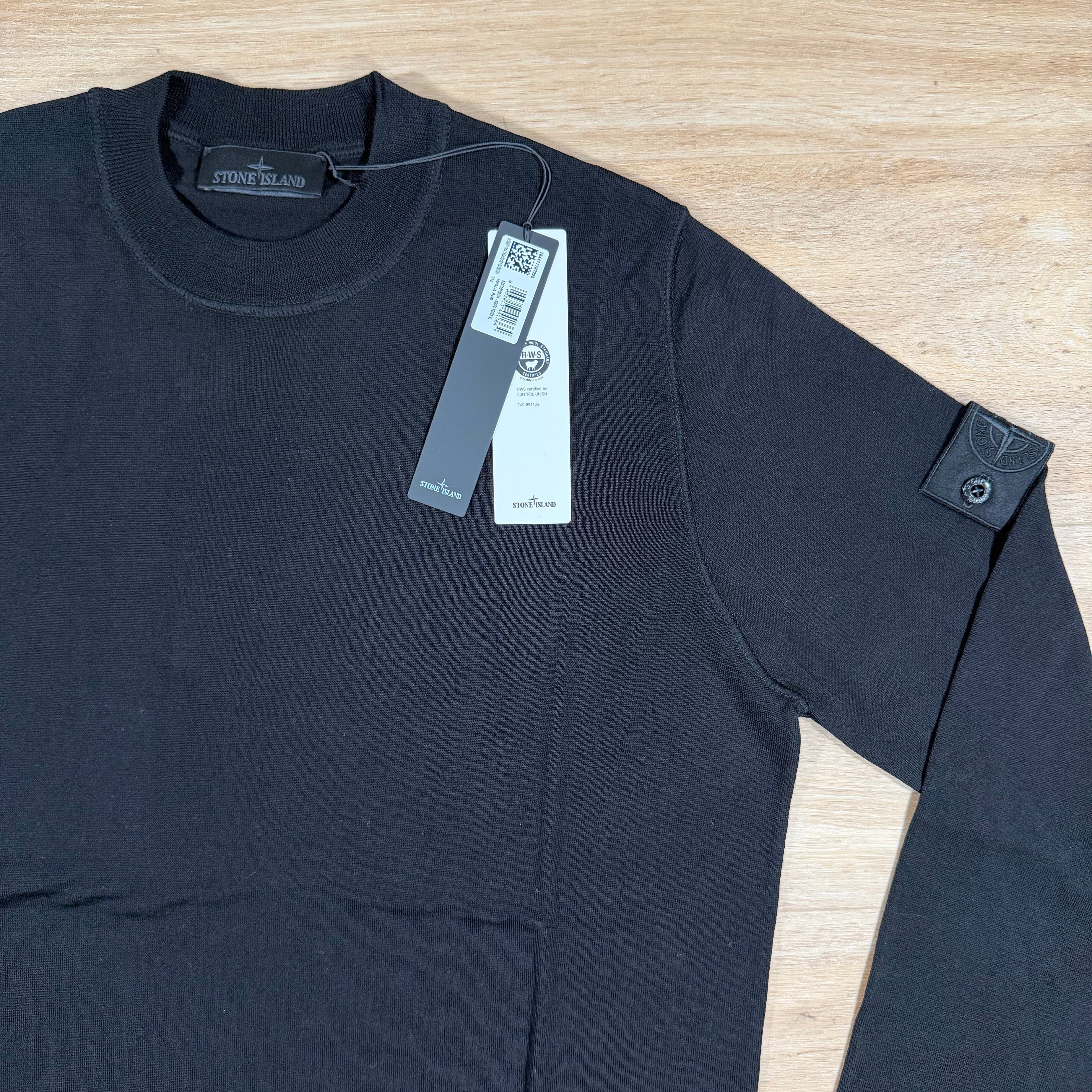 Stone Island Ghost Pure Light RWS Wool Crewneck Jumper in Black