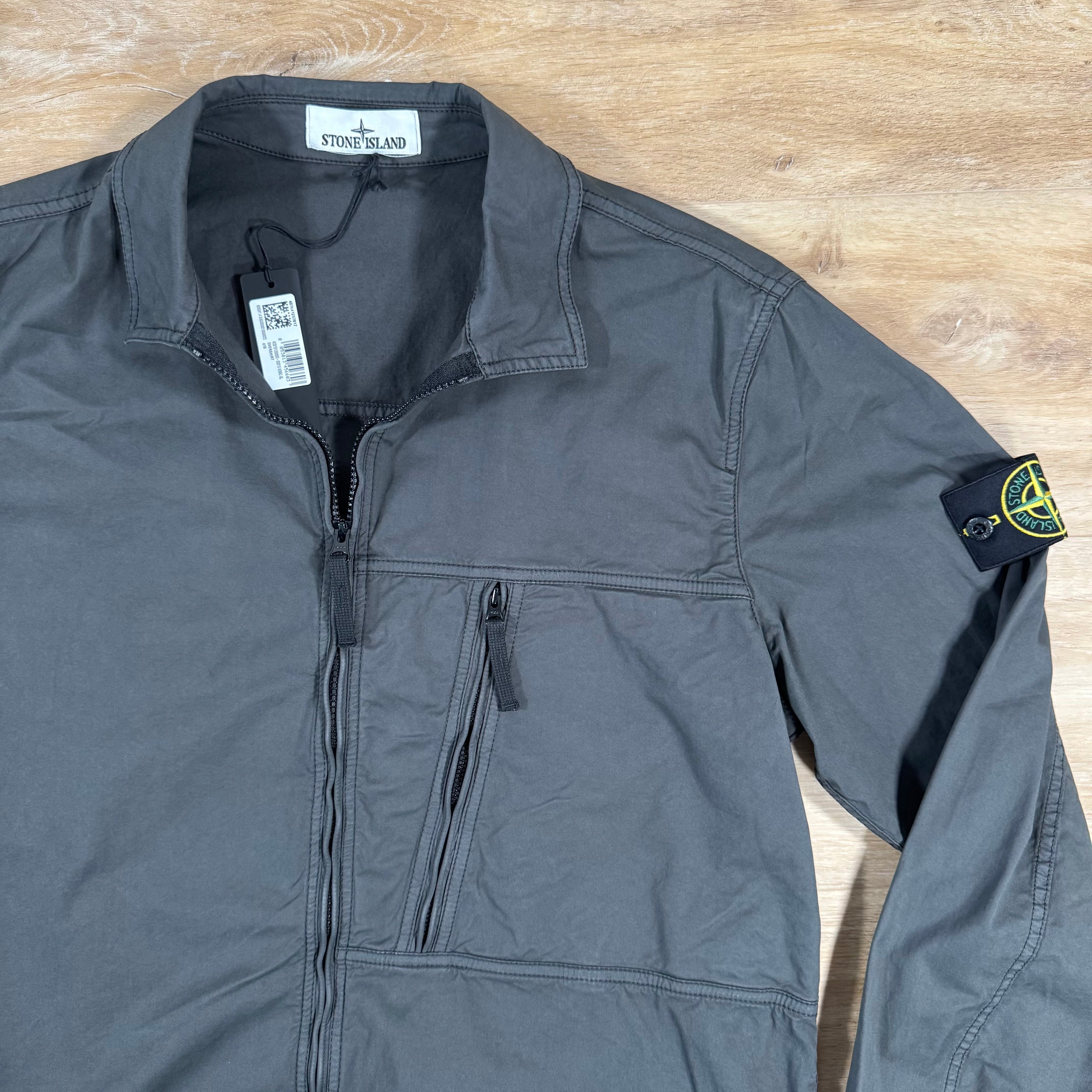 Stone Island Supima Cotton Twill Overshirt in Lead Grey