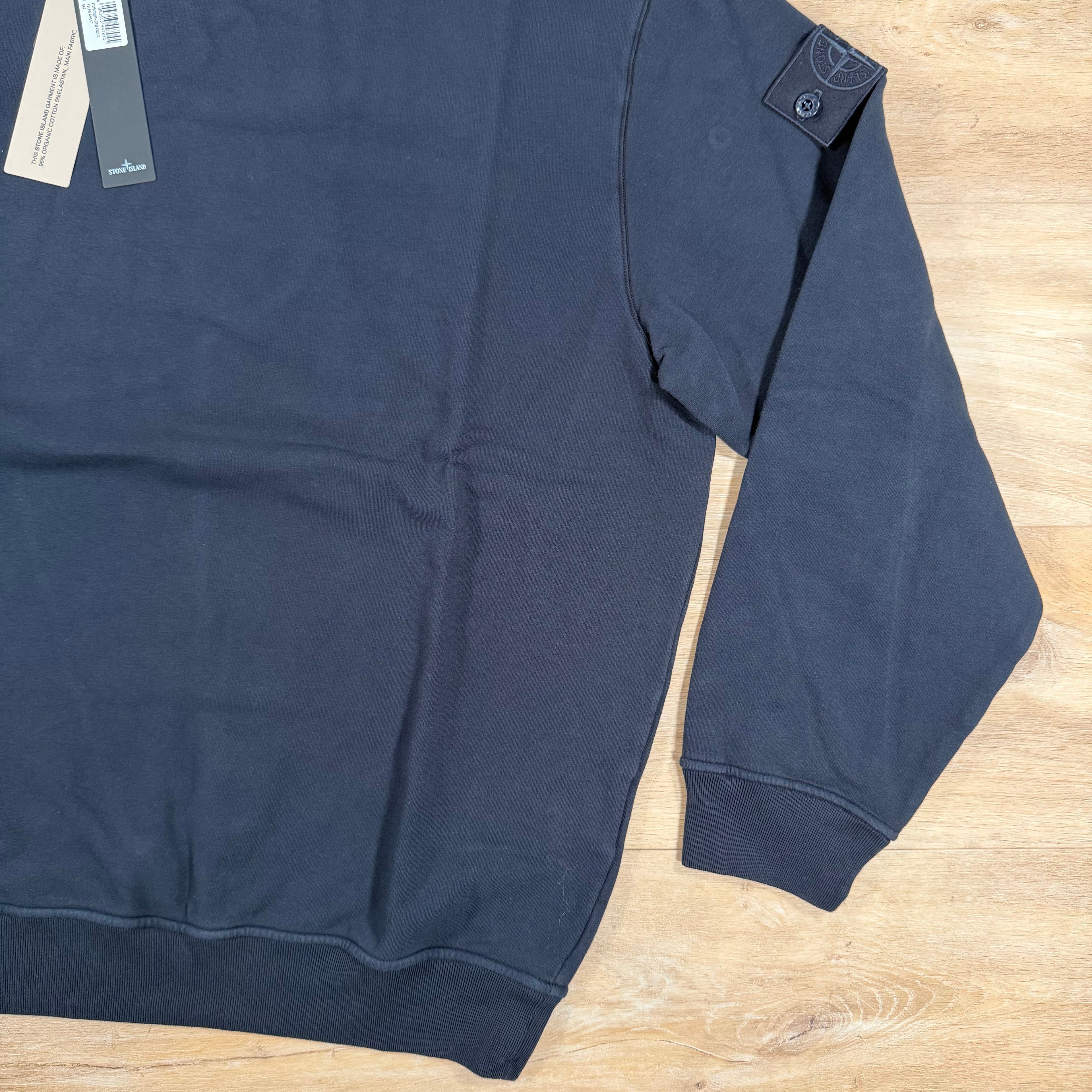 Stone Island Ghost Stretch Cotton Fleece Crewneck Sweatshirt in Navy