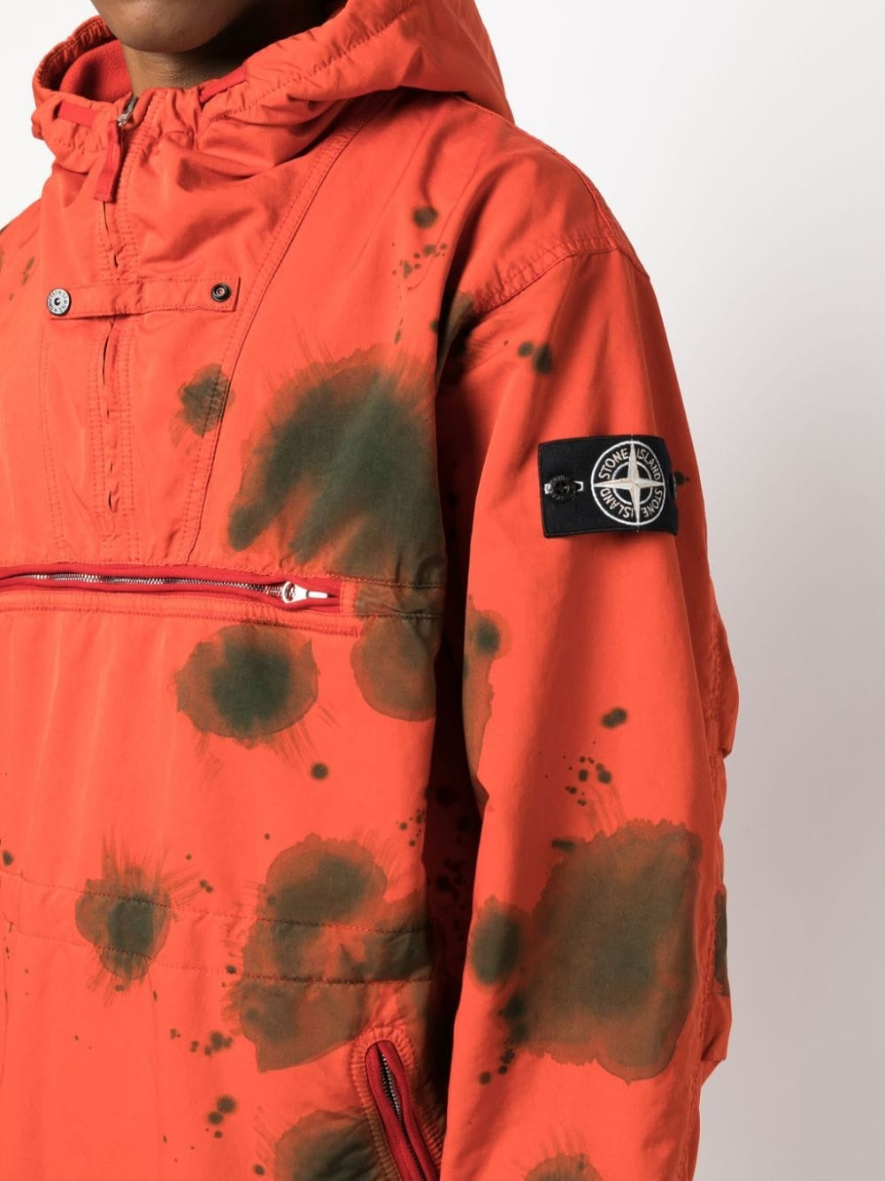 Stone Island Hand Colouring On David-Tc With Micro Pile Jacket In Red