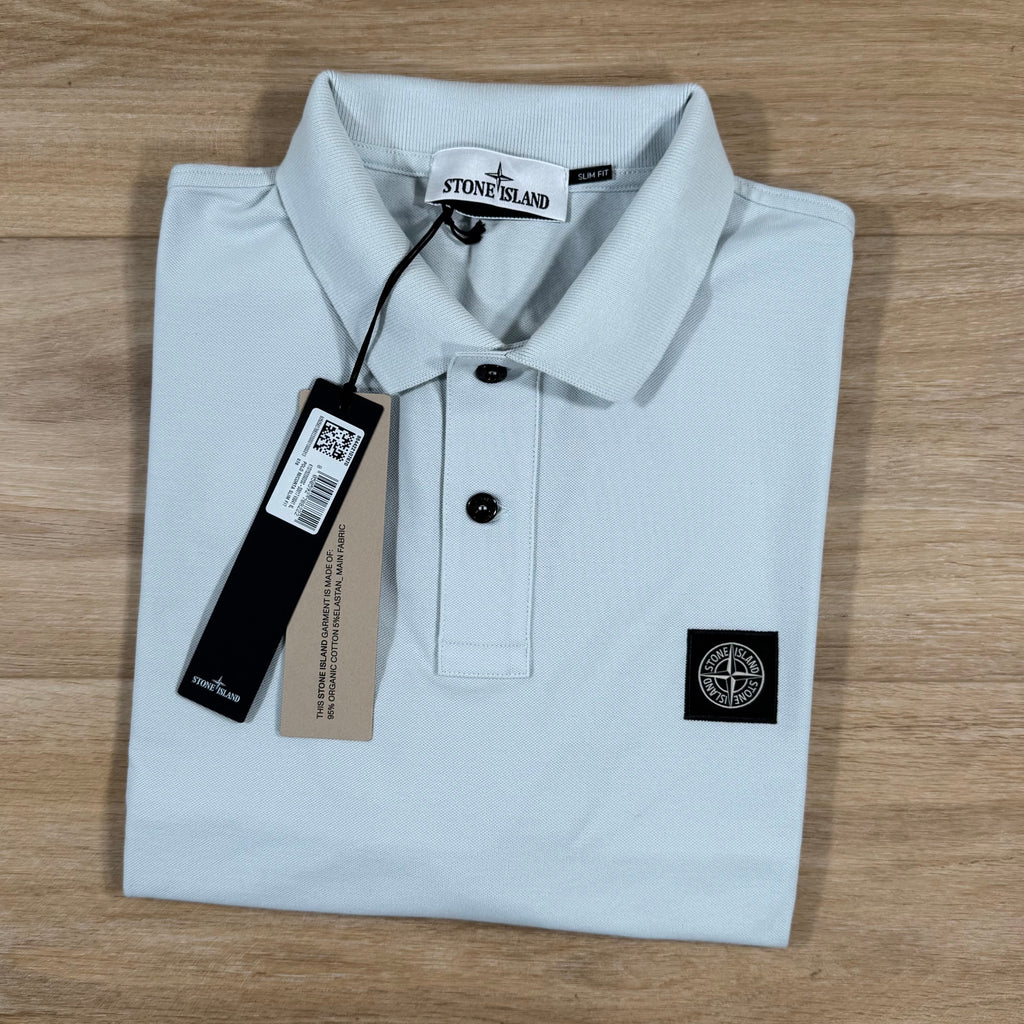 Stone Island Organic Cotton Pique Polo Shirt in Sky Blue