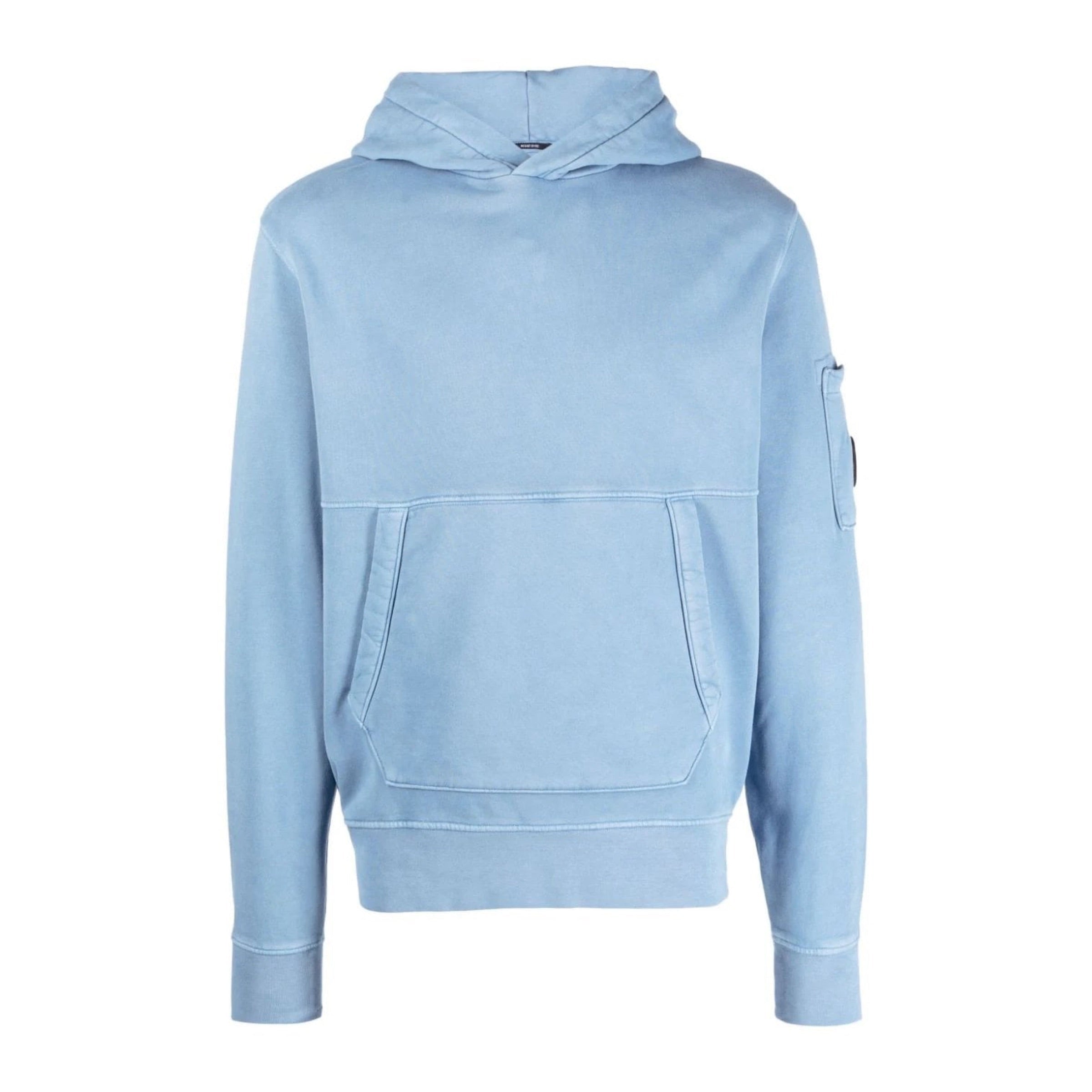 Cp Company Garment Dyed Overhead Lens Hoodie In Riviera Blue