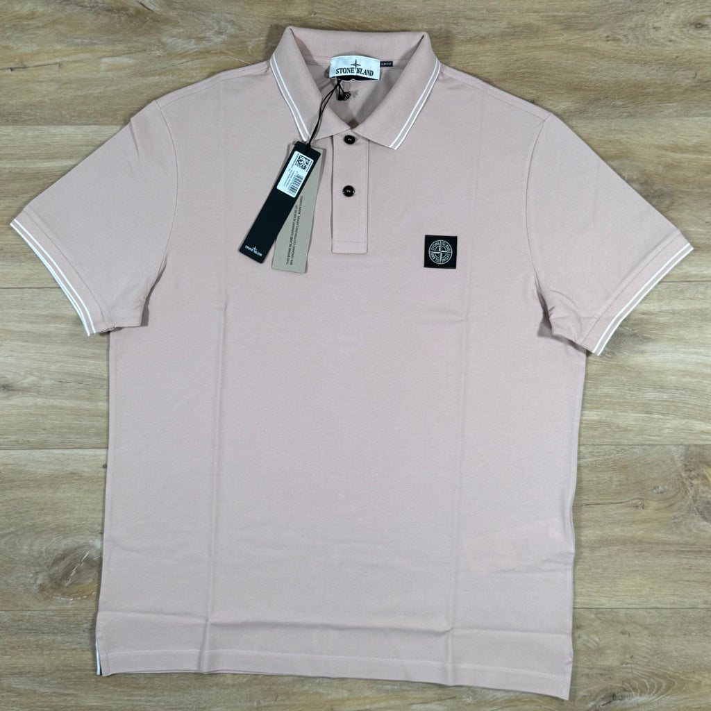 Stone Island Organic Cotton Pique Polo Shirt in Antique Rose