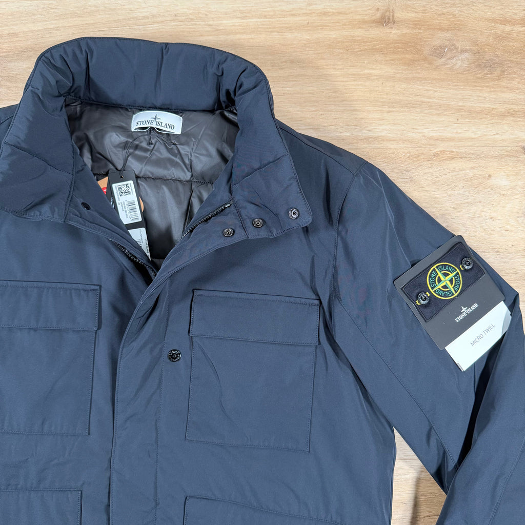 Stone Island Micro Twill Padded Field Jacket in Navy