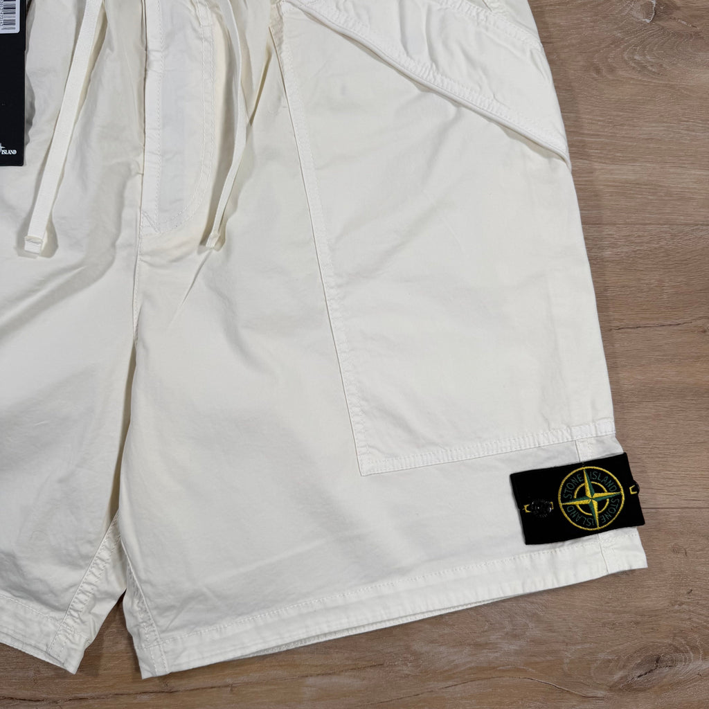 Stone Island Stretch Cargo Bermuda Shorts in Ivory