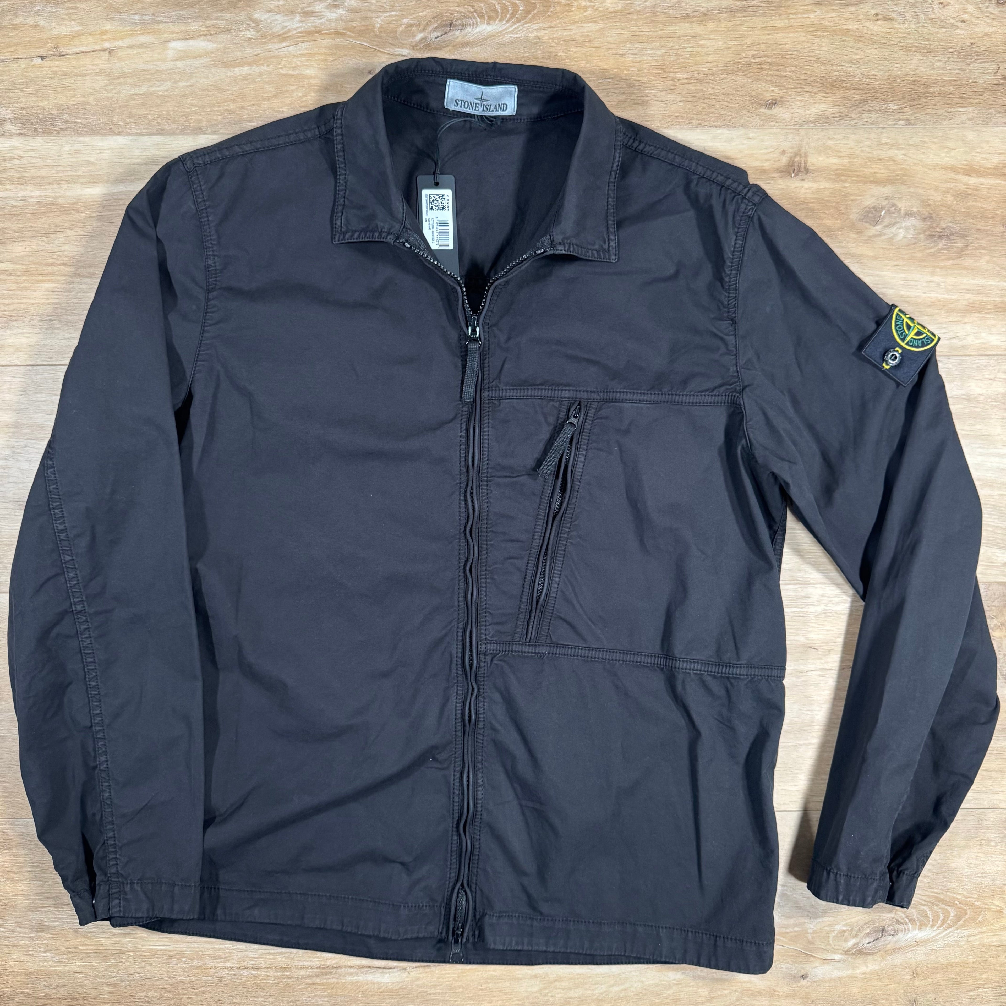 Stone Island Supima Cotton Twill Overshirt in Black