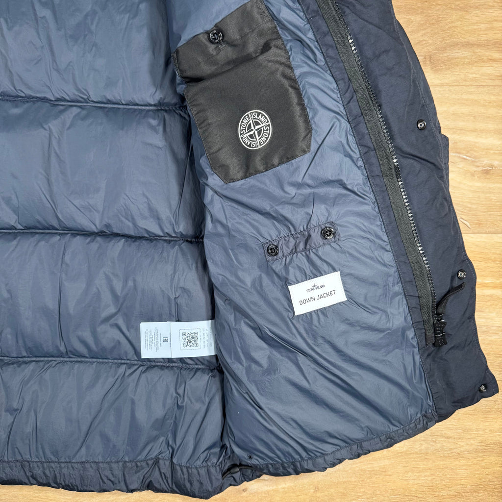 Stone Island Crinkle Reps NY Nylon Down Parka in Navy