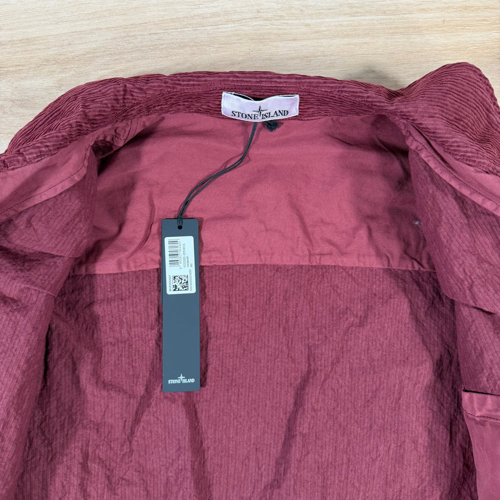 Stone Island Wrinkled Corduroy 500-TC Overshirt in Burgundy