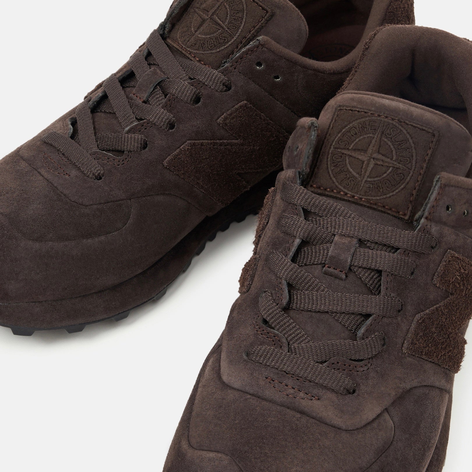 Stone Island x New Balance 574 Ghost Trainers in Dark Brown