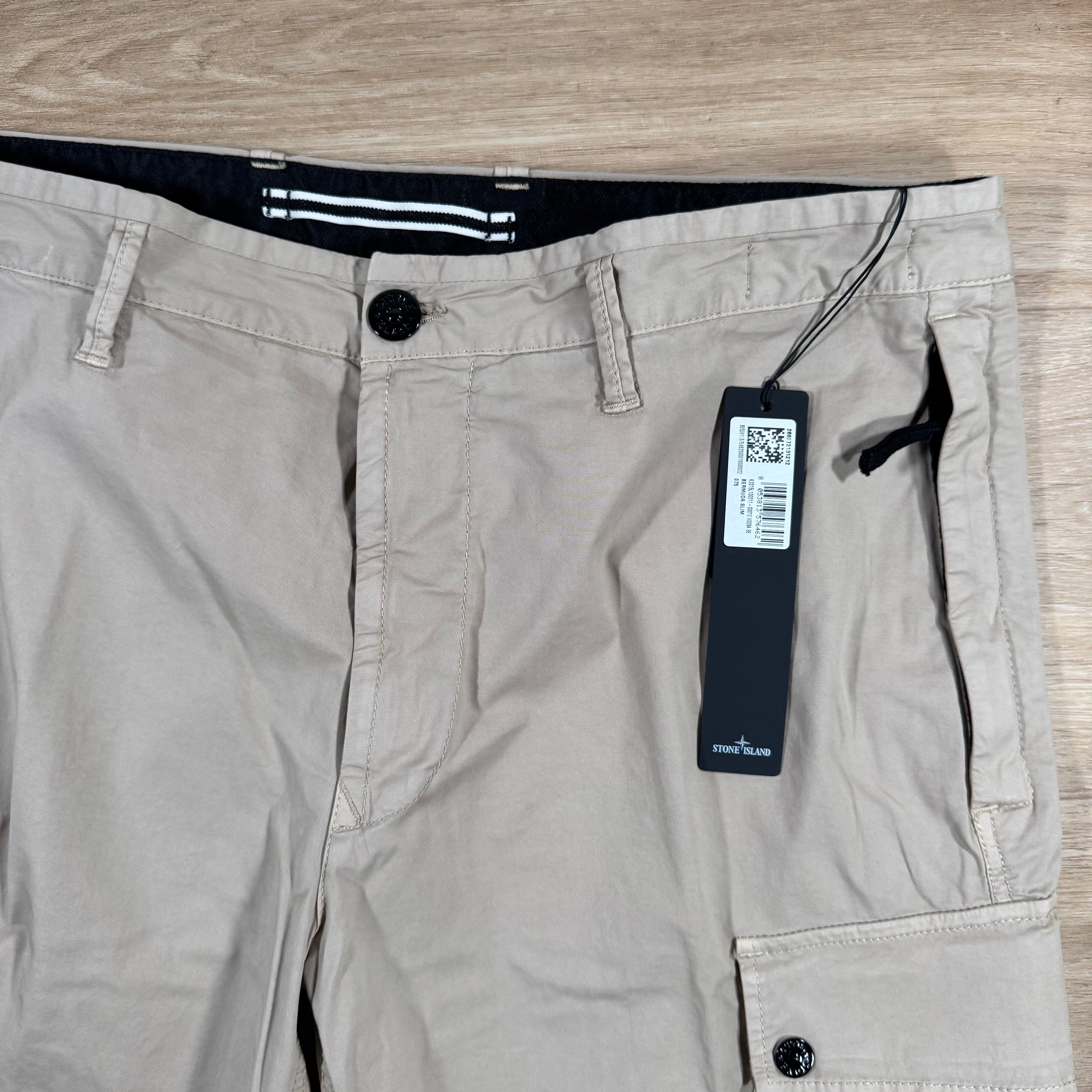 Stone Island Supima Cotton Twill Stretch-TC Bermuda Shorts in Desert