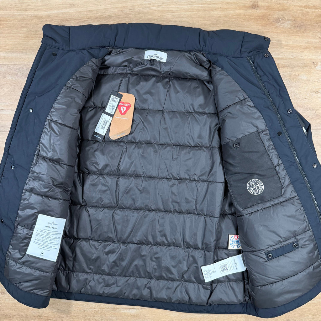 Stone Island Micro Twill Padded Field Jacket in Navy