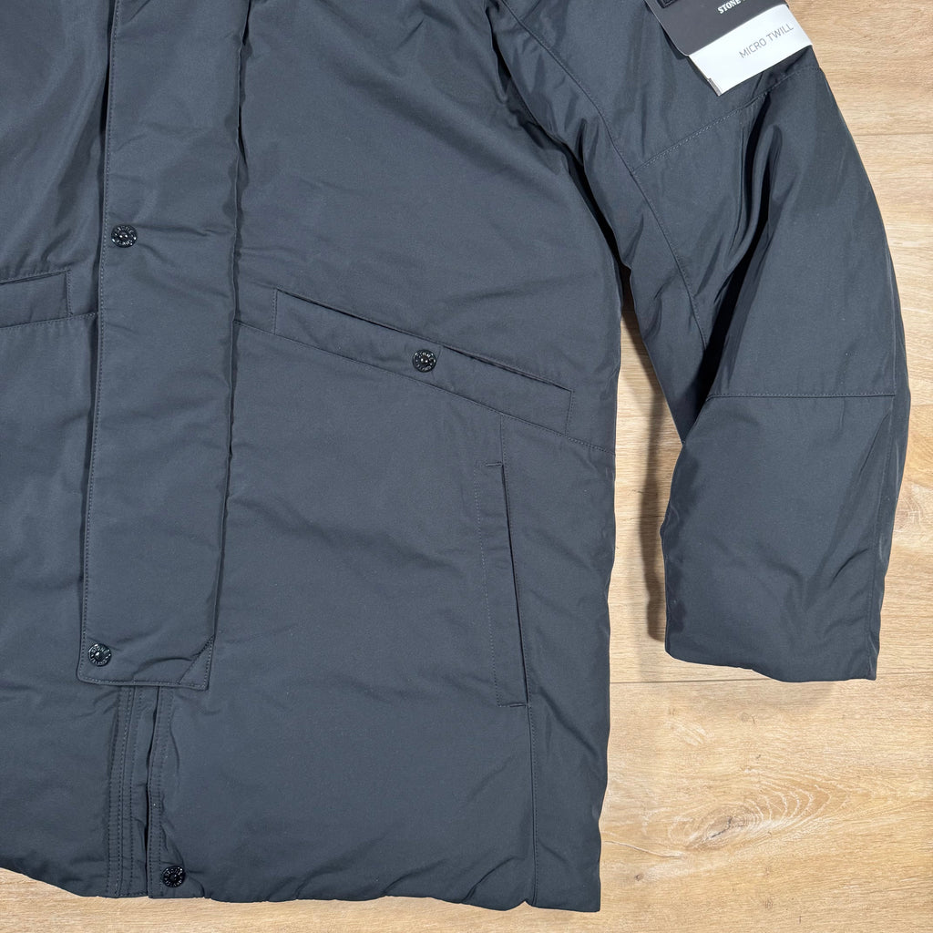 Stone Island Micro Twill Down Parka in Black