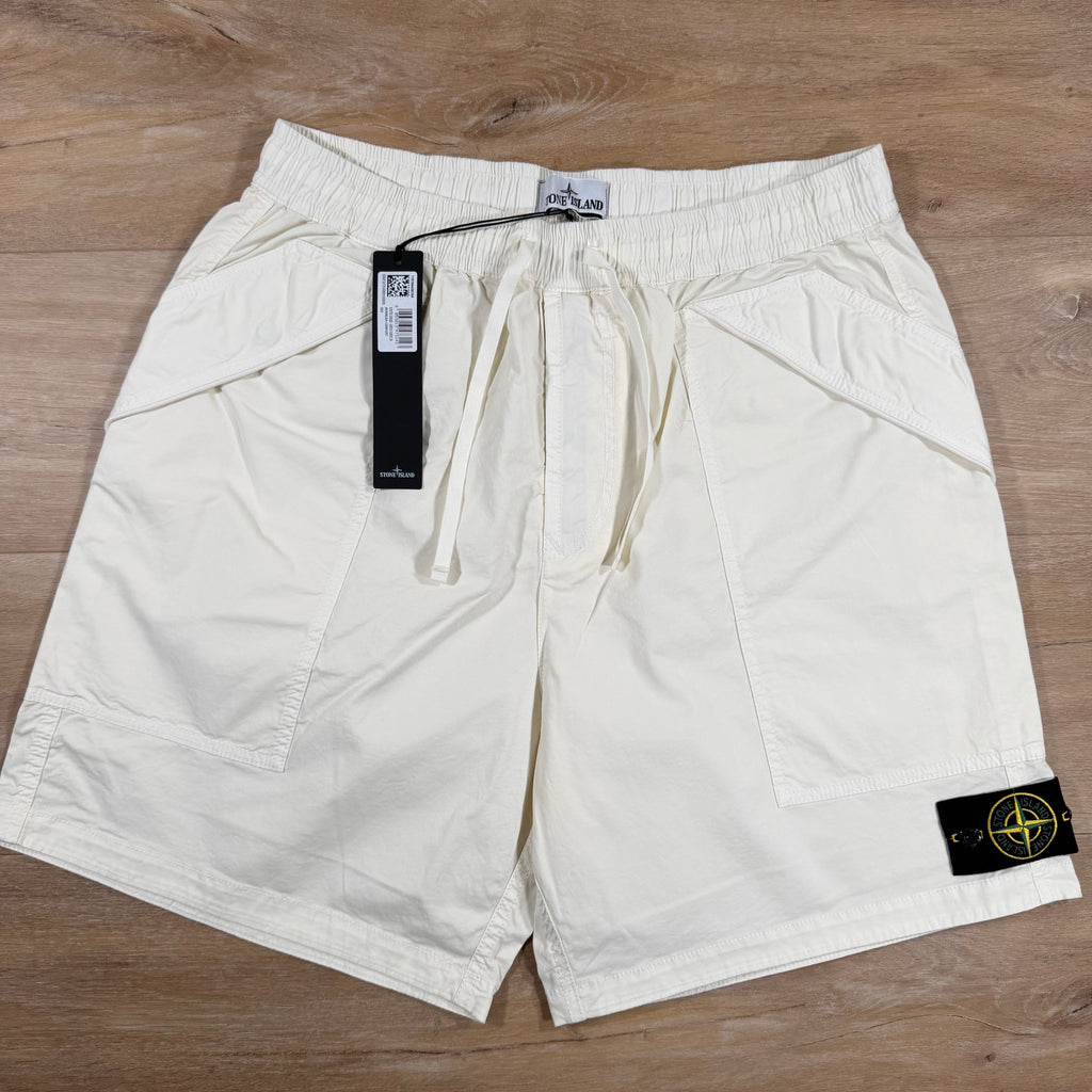 Stone Island Stretch Cargo Bermuda Shorts in Ivory