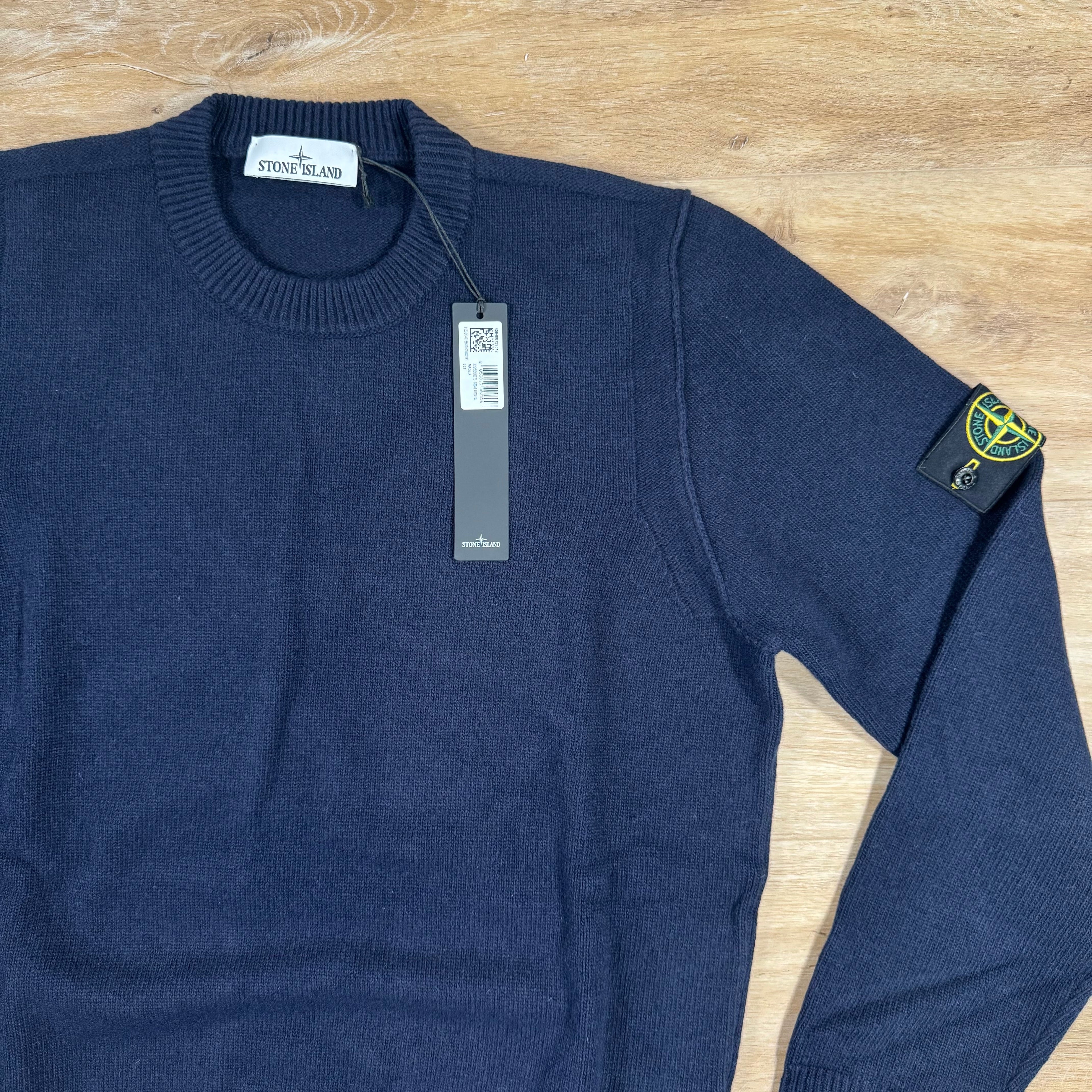 Stone Island Lambswool Crewneck Jumper in Navy