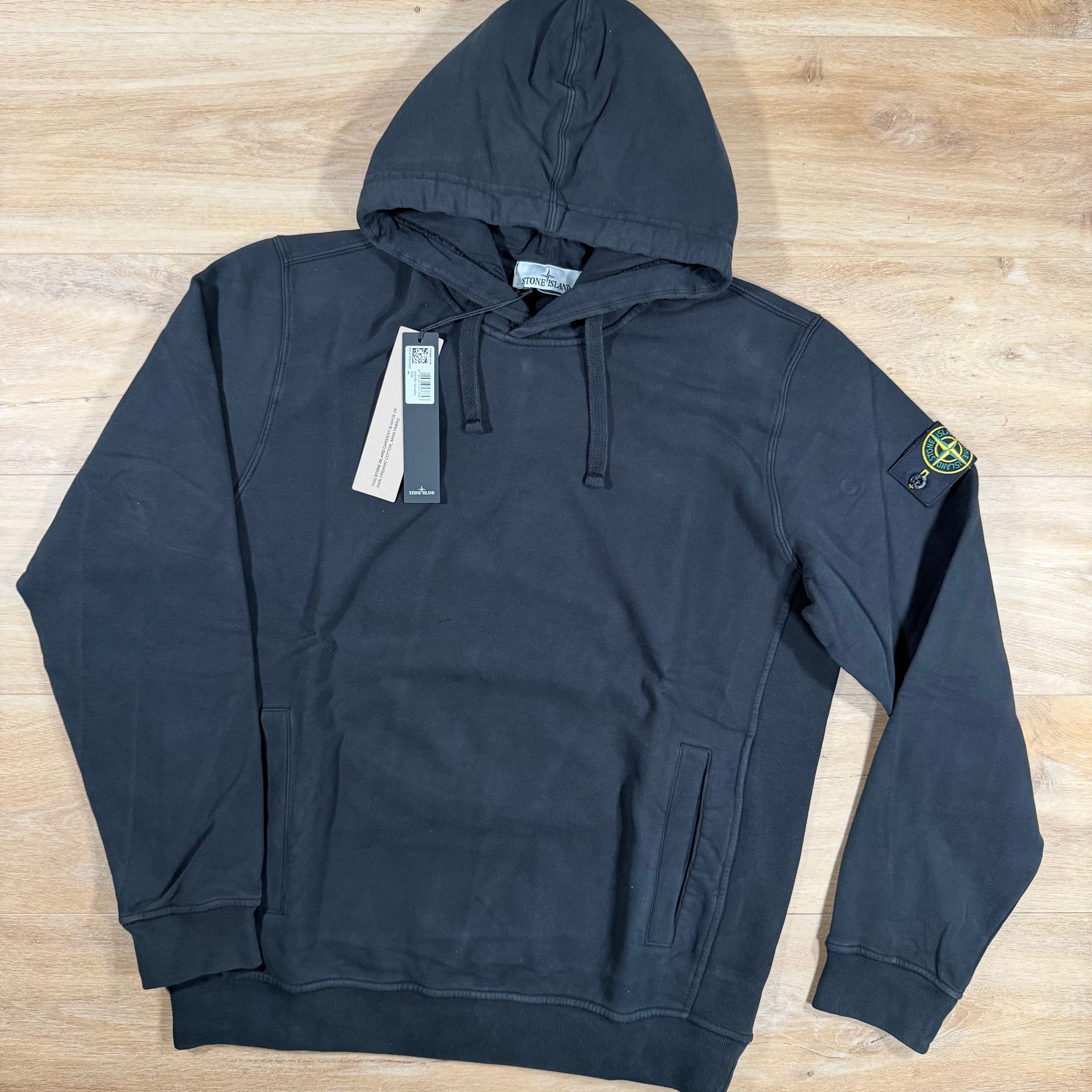 Stone Island Brushed Organic Cotton Fleece Hoodie in Black