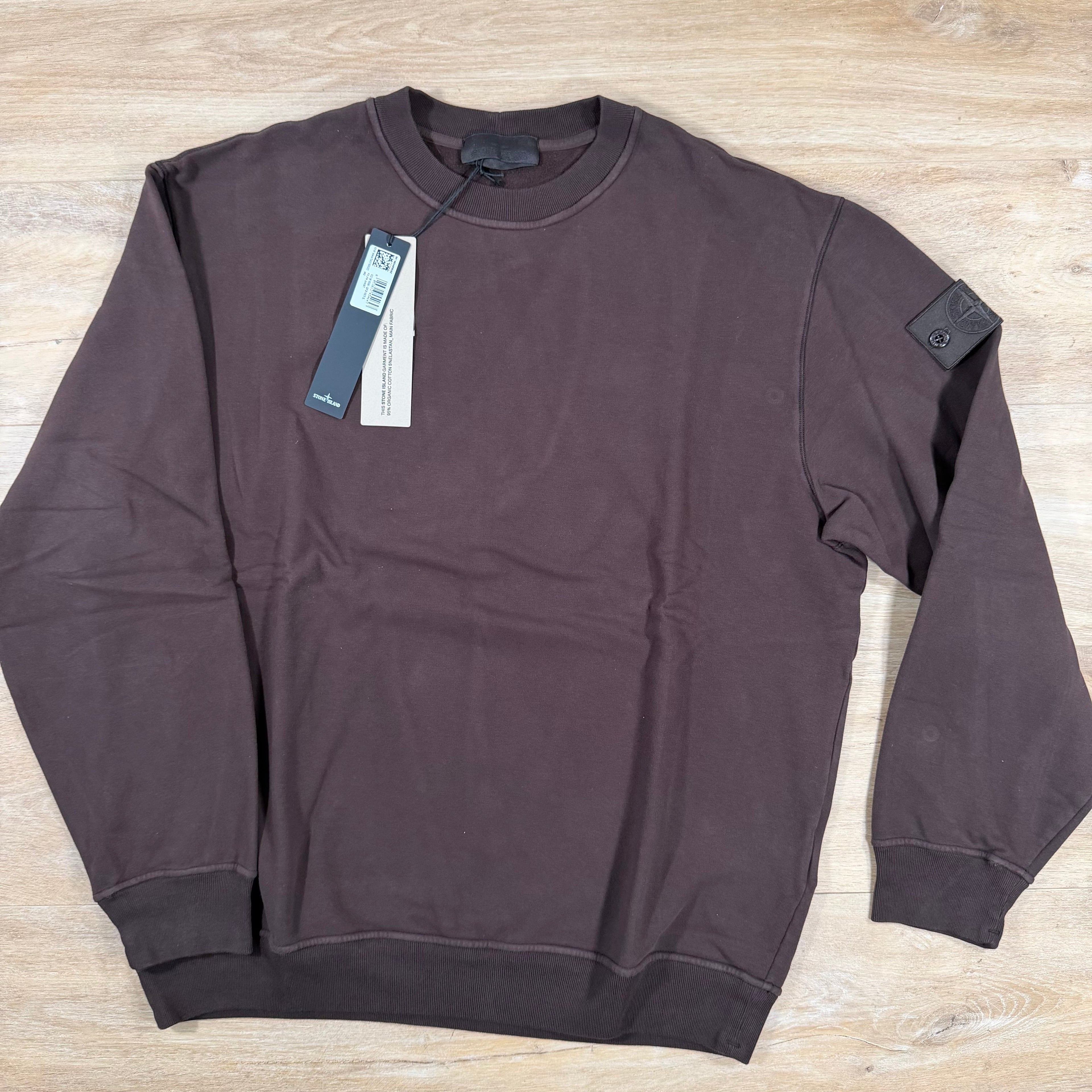 Stone Island Ghost Stretch Cotton Fleece Crewneck Sweatshirt in Dark Brown