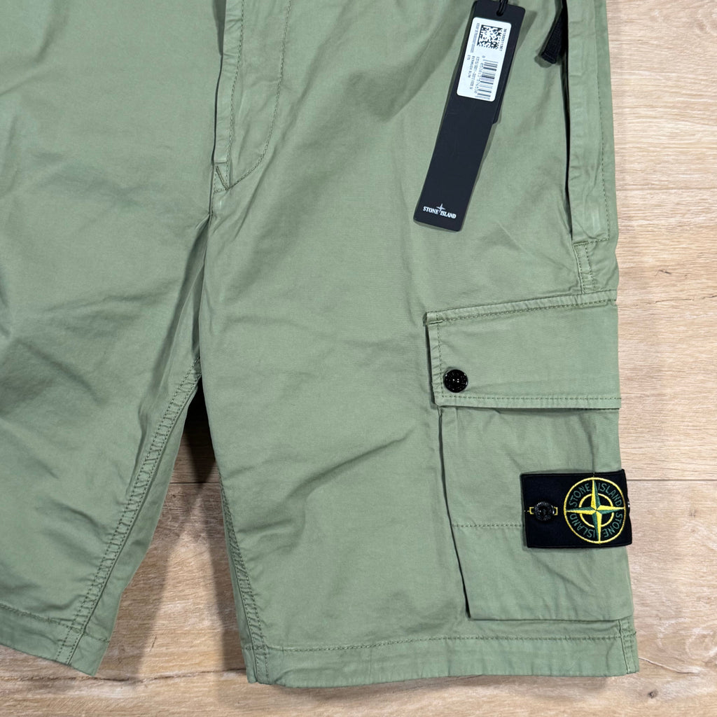 Stone Island Supima Cotton Twill Stretch-TC Bermuda Shorts in Sage Green