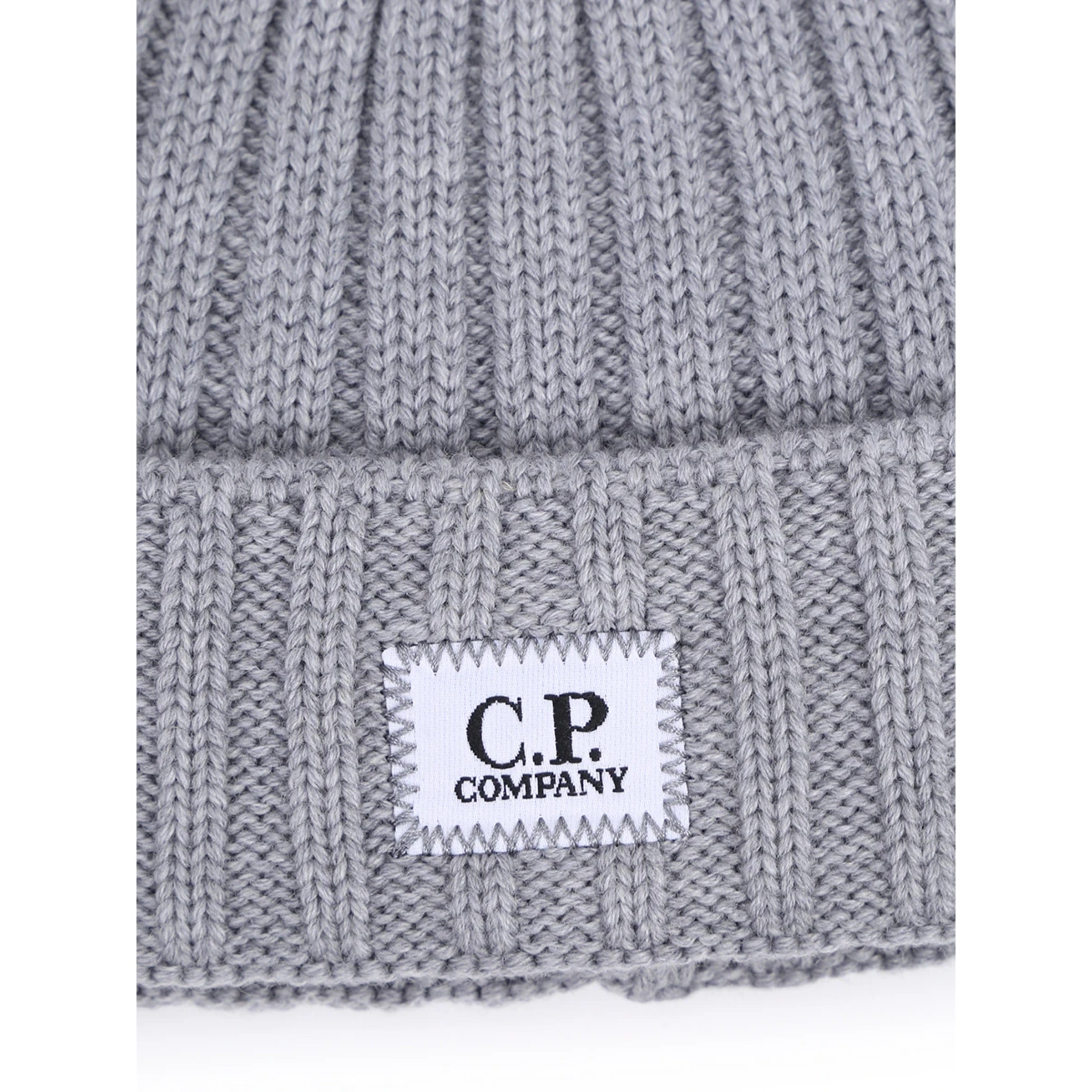 Cp Company Merino Wool Patch Logo Beanie in Grey M93