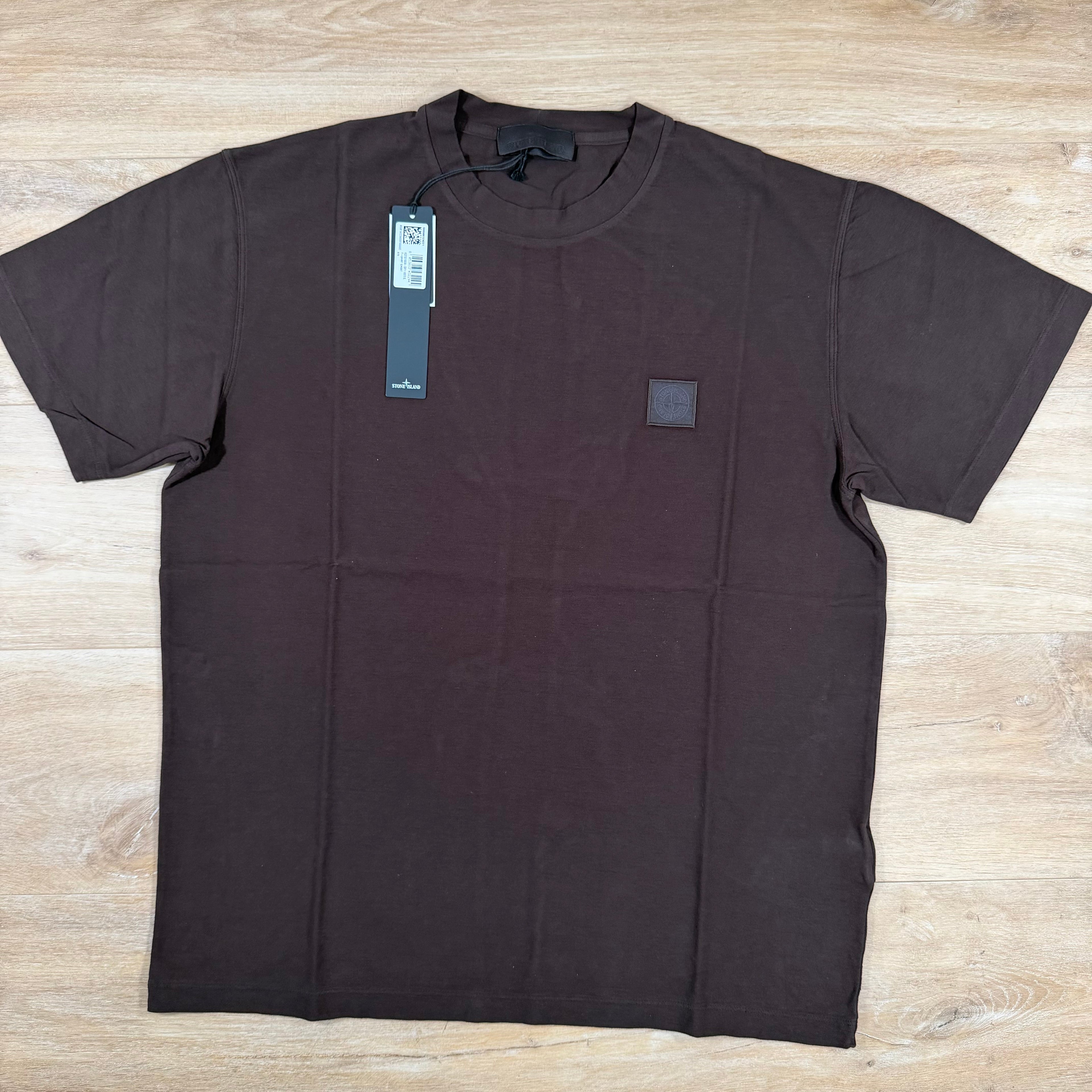 Stone Island Ghost Cotton Jersey Crepe Patch Logo T-Shirt in Dark Brown