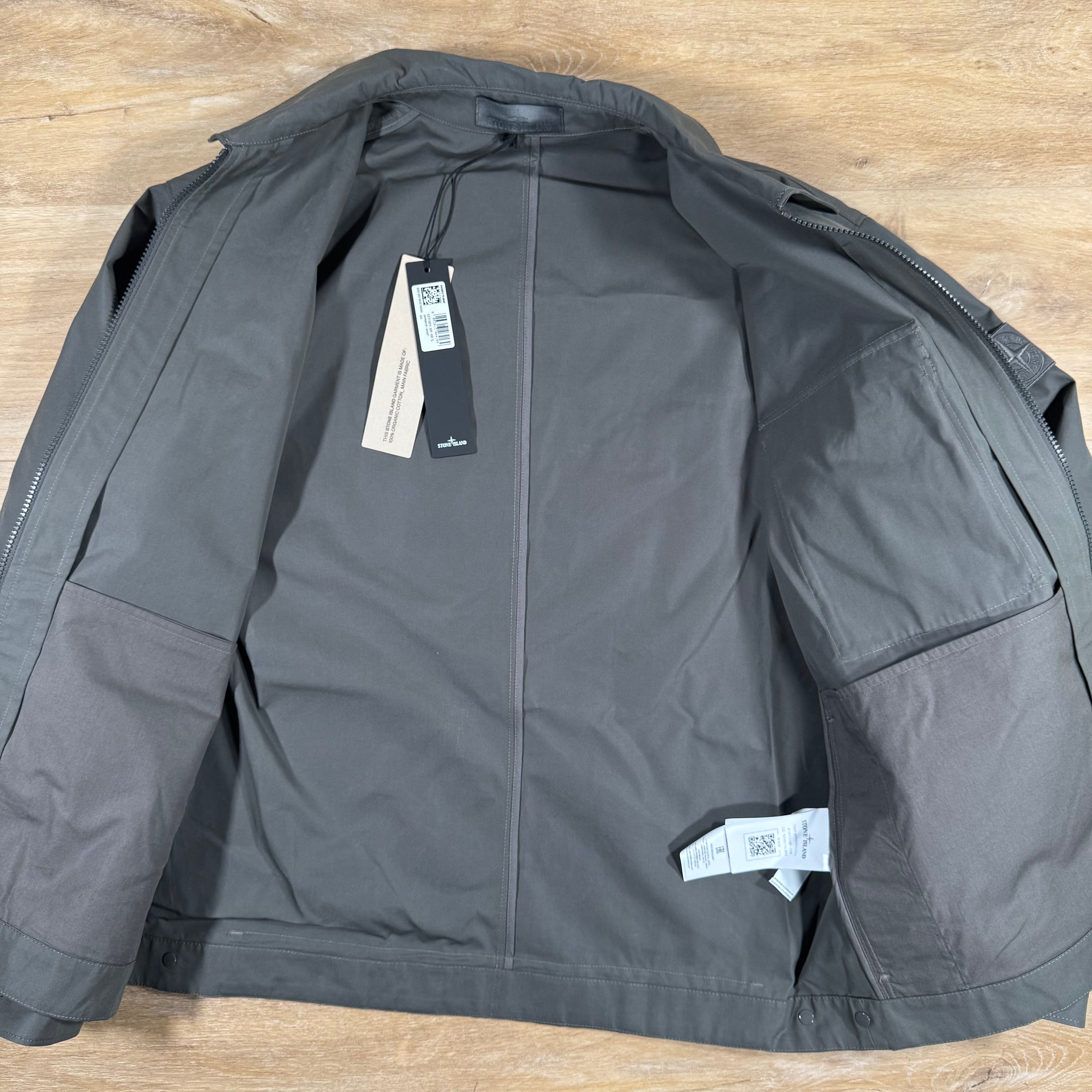 Stone Island Ghost Weatherproof Cotton Canvas Overshirt in Dark Grey